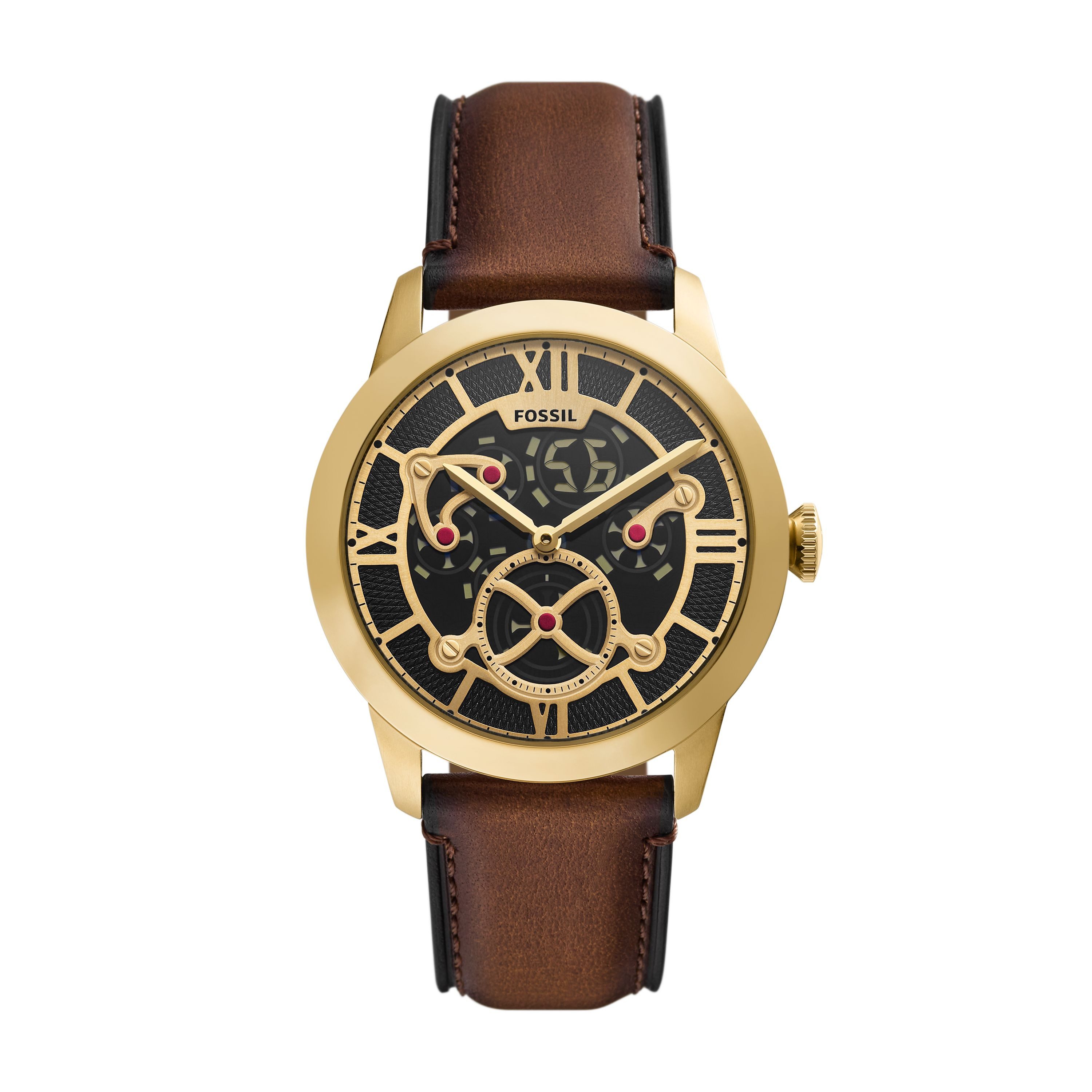 Fossil Quarzuhr Townsman FS6190, Armbanduhr, Lederarmband, digital, analog