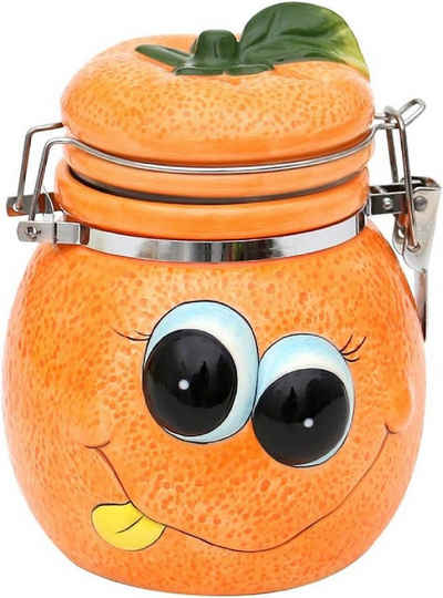 SIGRO Vorratsdose lustige Früchte Zitrone, Orange oder Apfel zur Auswahl, Keramik Orange ca. 11,5x11,5x14cm, (1-tlg), Zuckerdose - Dekorationsartikel - Geschenkartikel