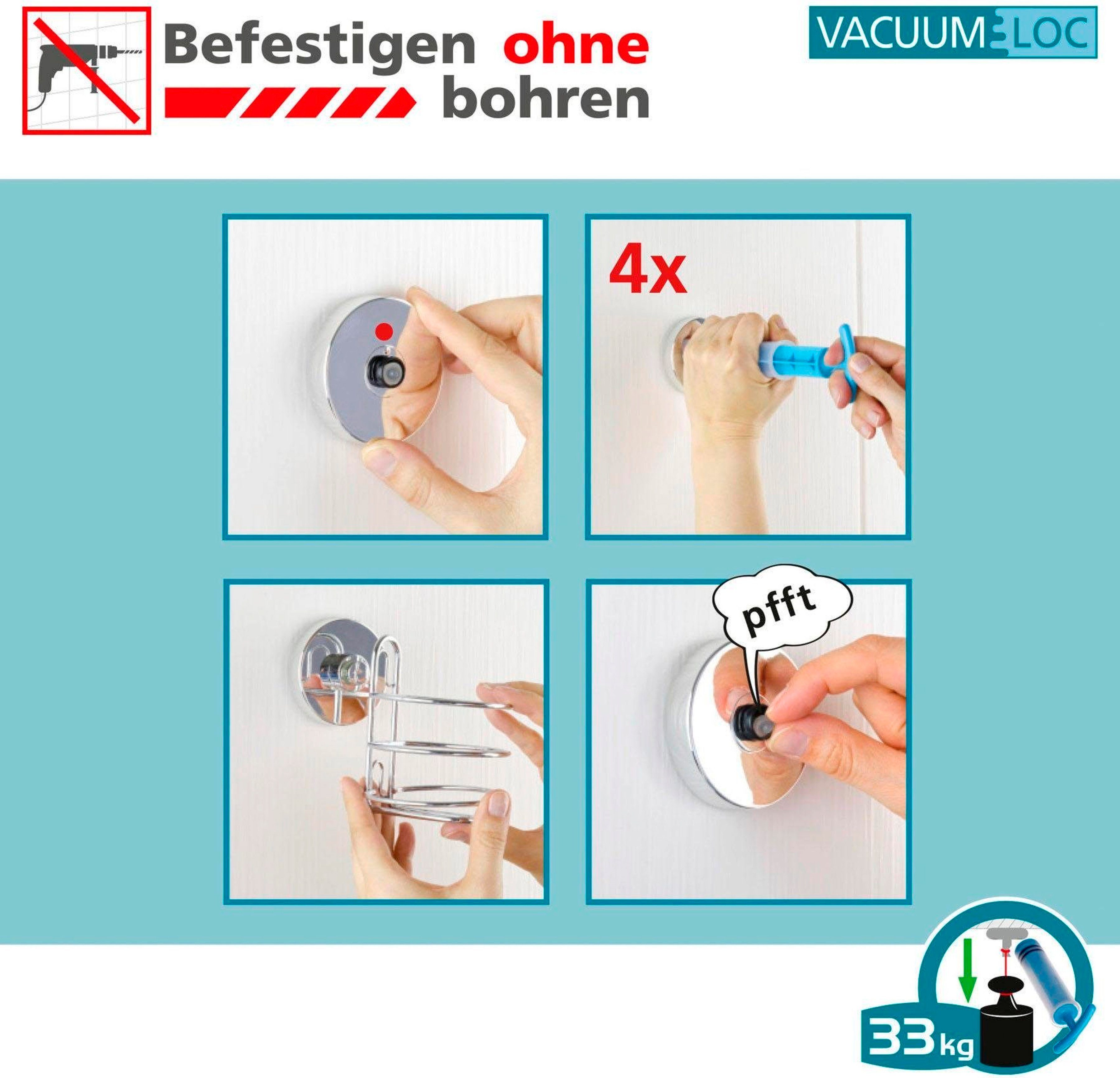 WENKO Zahnputzbecher Vacuum-Loc® Modell Quadro, mit Wandhalterung ohne Bohren, Edelstahl und Kunststoff – Bild 5 von 5