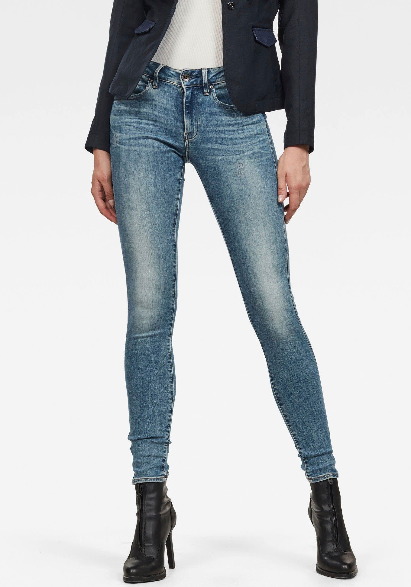 G-Star RAW Skinny-fit-Jeans Midge Zip Mid Skinny mit Reißverschluss-Taschen hinten | Stretchjeans