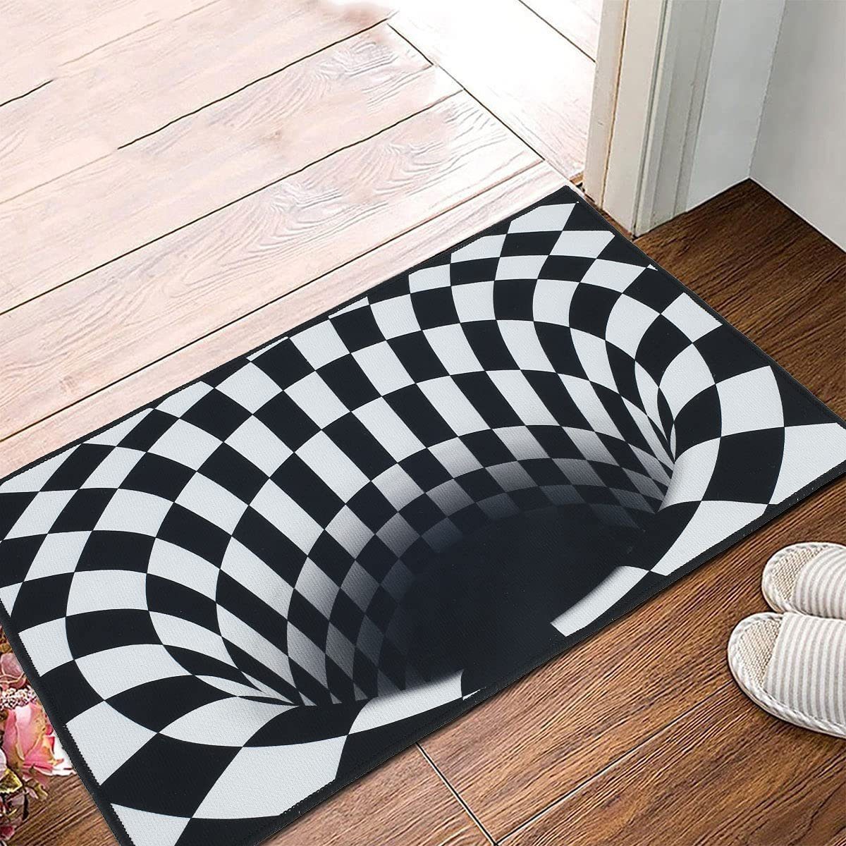 Fußmatte 3D Illusion Fußmatte Türmatte Schmutzfangmatte Teppich optische Täuschung Bodenmatte Außen Innen waschbar rutschfest 60x40cm, MAVURA