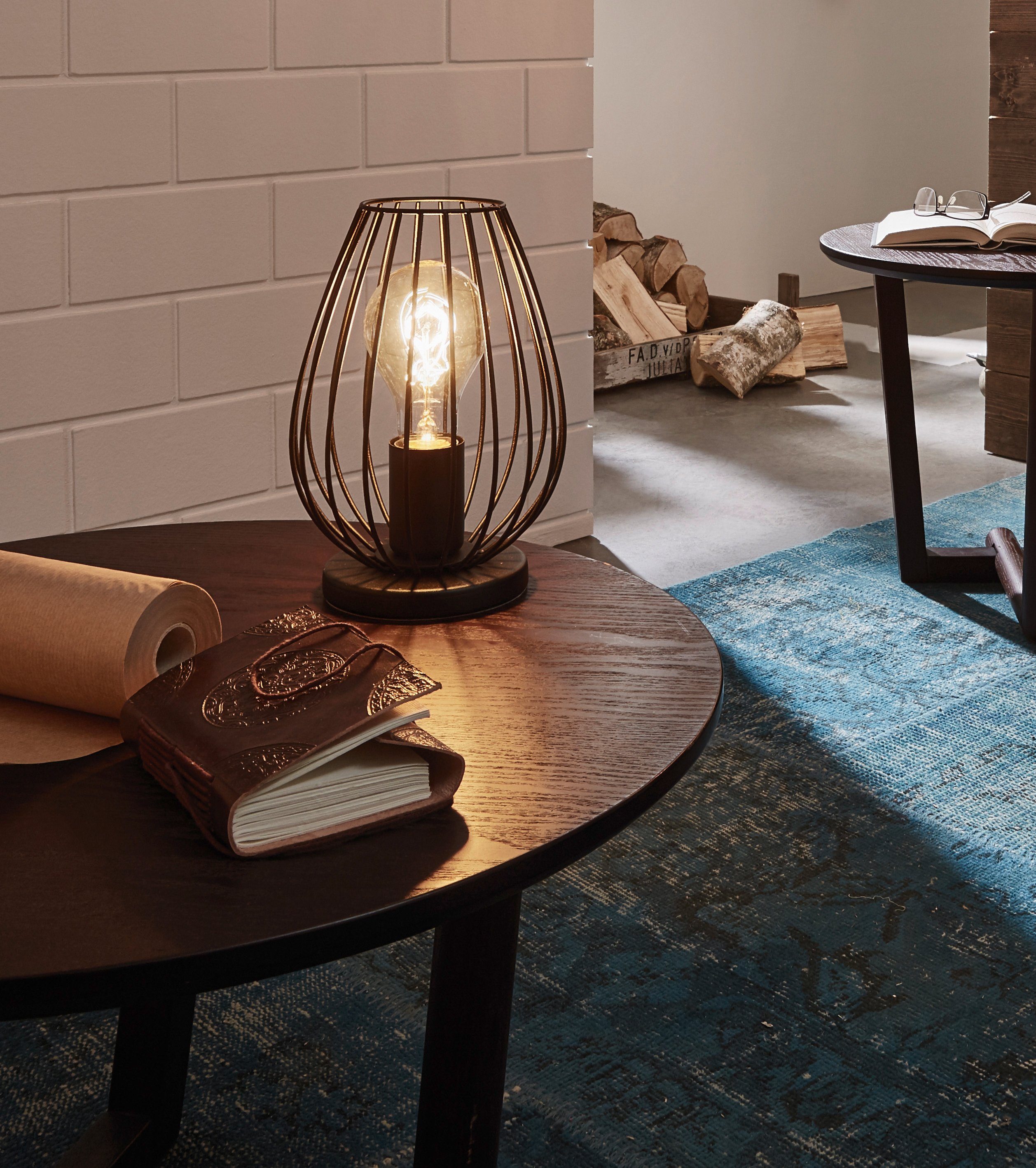 EGLO Tischleuchte NEWTOWN Tischlampe, schwarz, Stahl, E27, Schalter, Nachtt günstig online kaufen