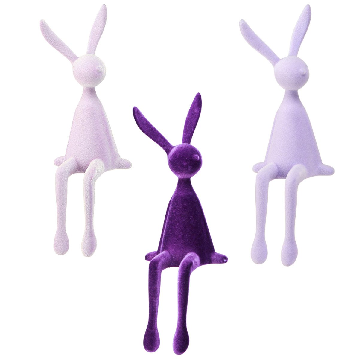 Viana Osterhase Kantenhocker Hasen Figuren Osterdeko beflockt Frühjahr, 3 Stück