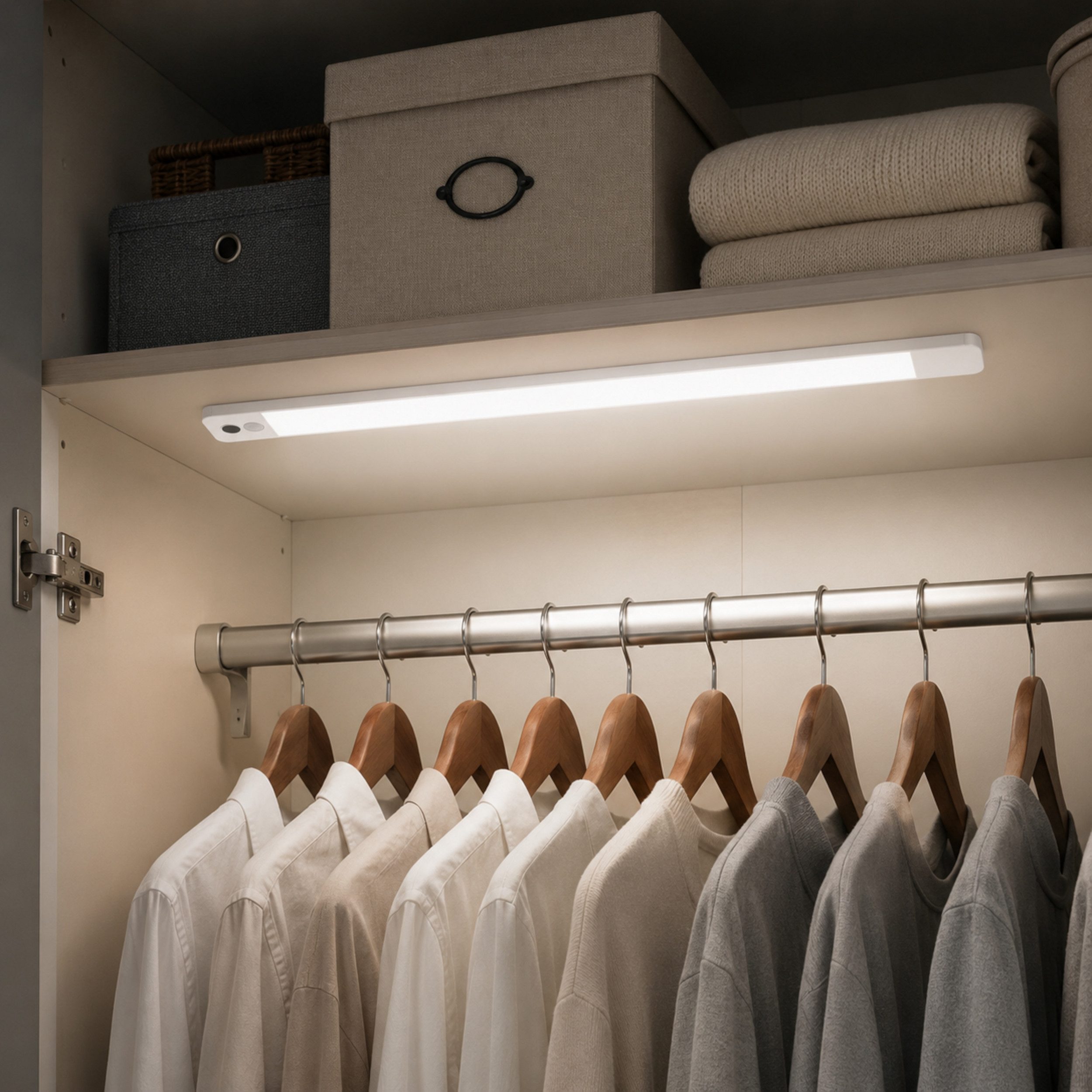 Lightbox Unterschrankleuchte, Bewegungsmelder, LED fest integriert, Neutralweiß, LED-Unterbauleuchte mit Akku, Bewegungsmelder, 60 cm, 550 lm, 4000 K