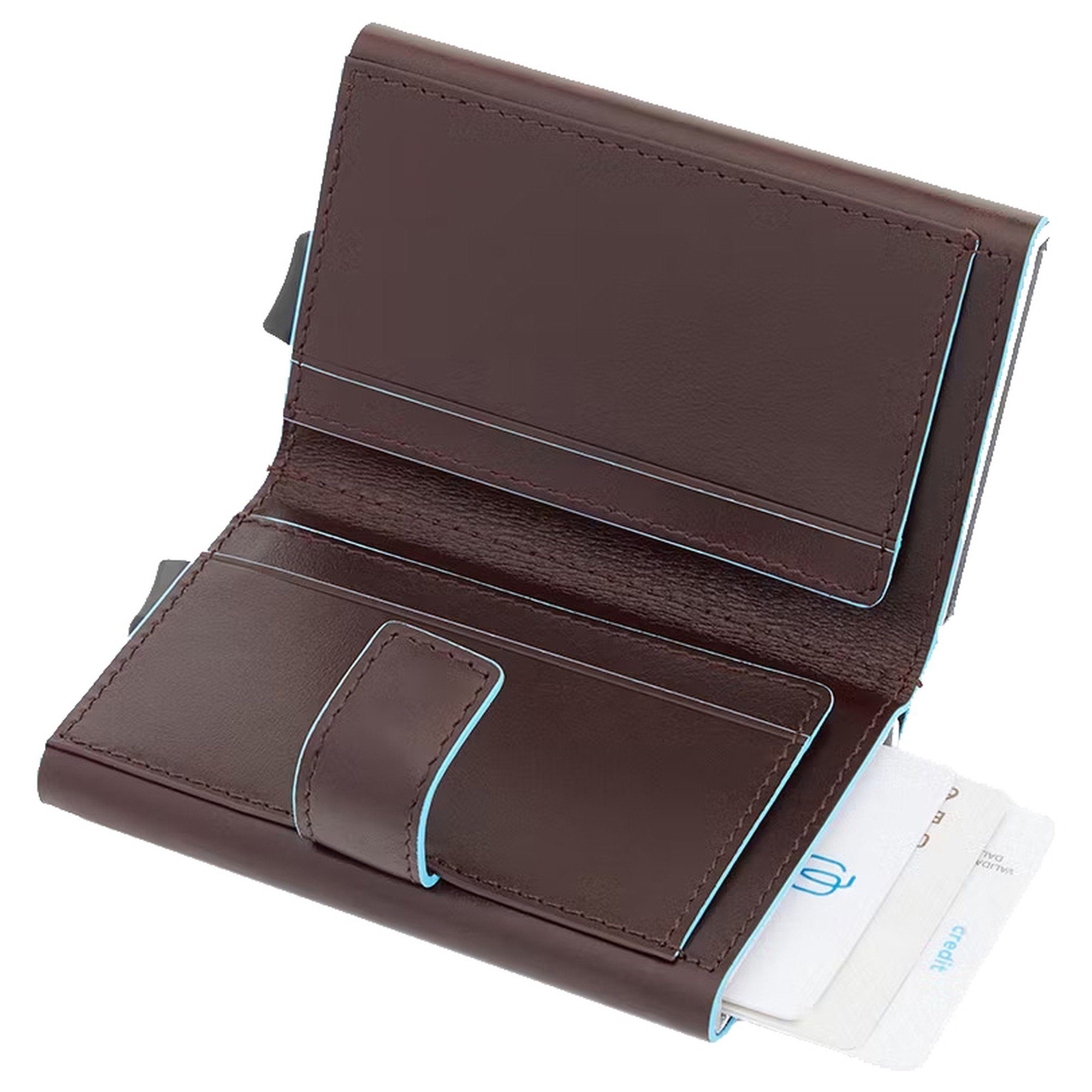 cm Kreditkartenetui 10cc Square Geldbörse mahogany (1-tlg) - Piquadro Blue RFID 10