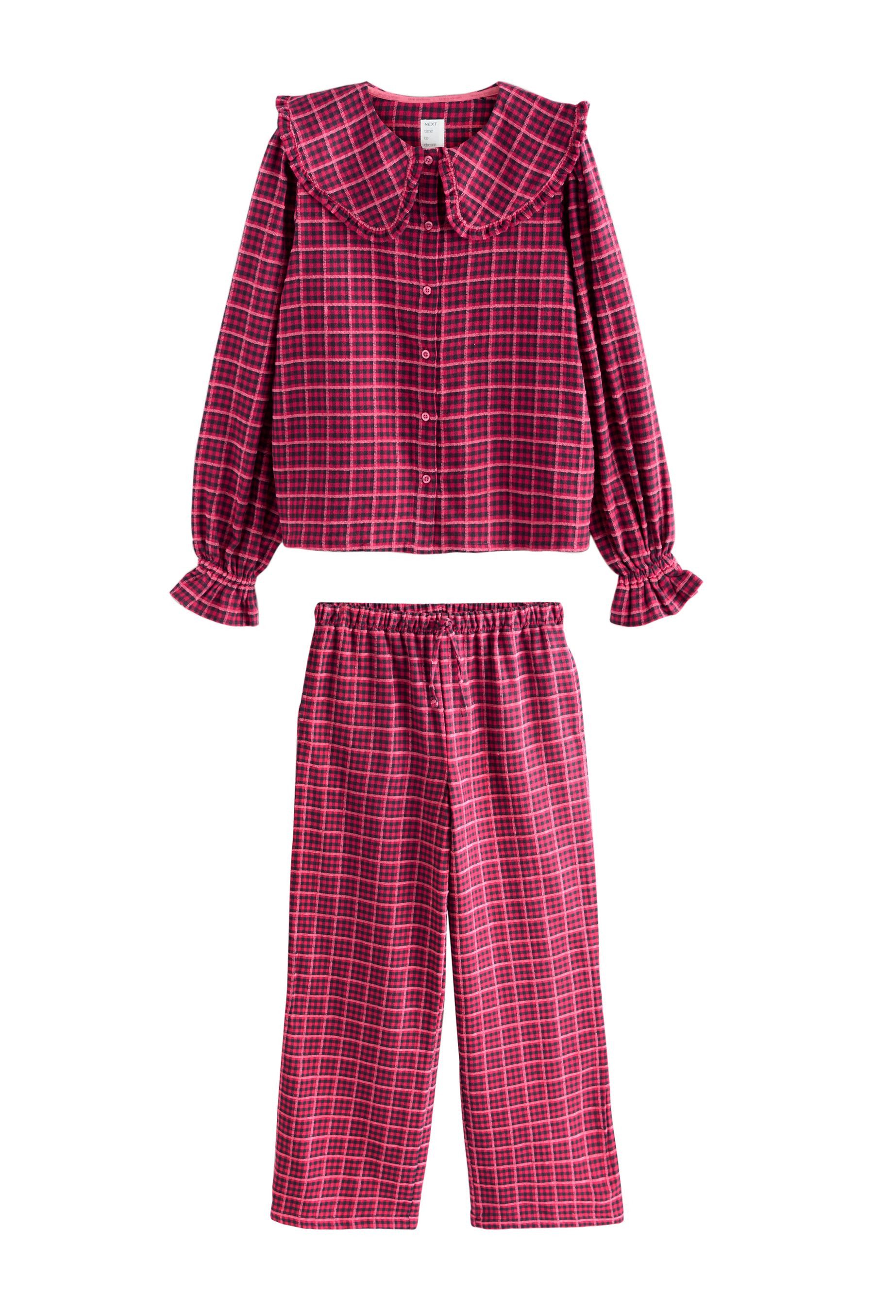 Pyjama Geknöpfter Flanell-Schlafanzug