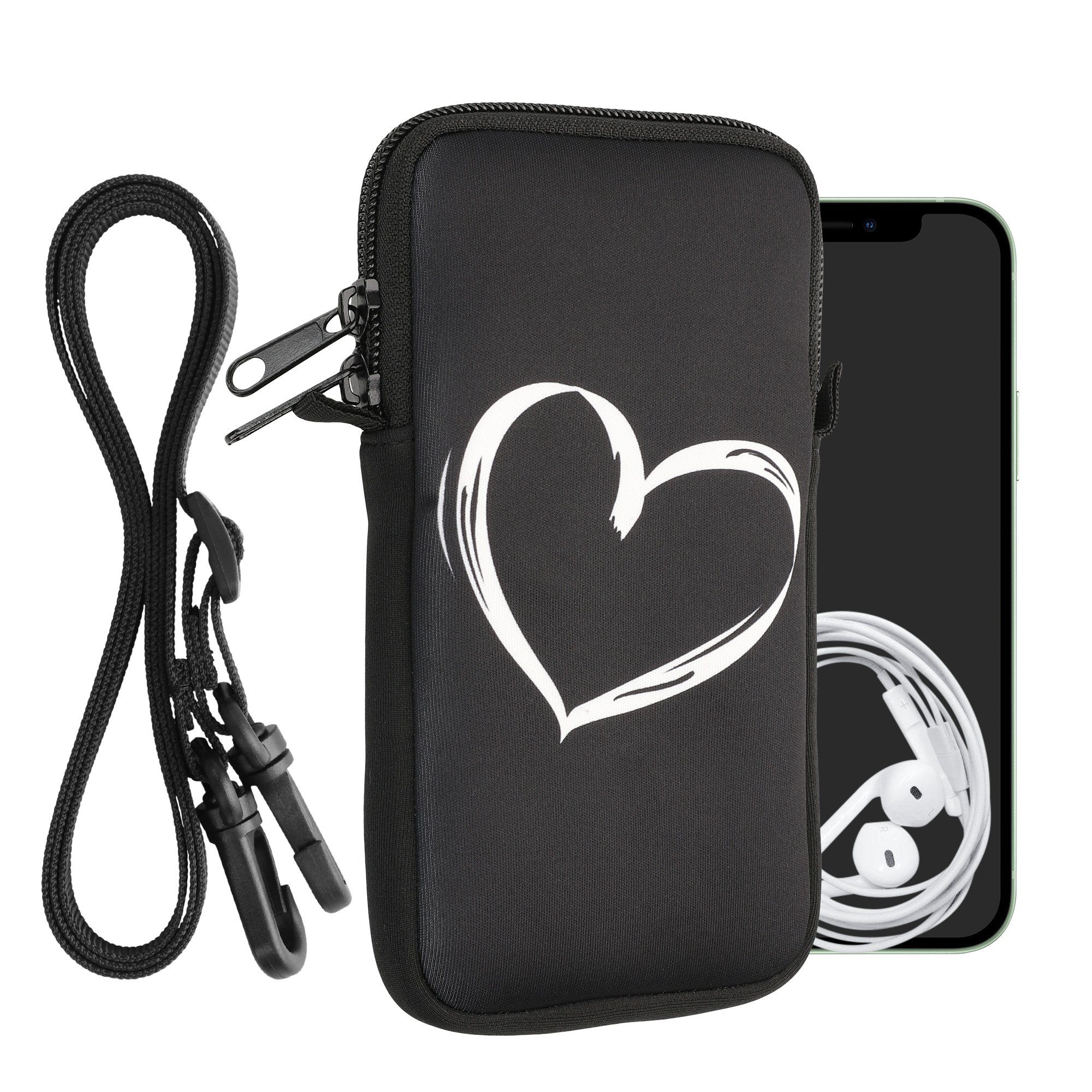 kwmobile Handytasche Handytasche für Smartphones XL - 6,7/6,8" (1-tlg), Neopren Handy Hülle mit Kordel - Tasche mit Handykette 17,2 x 8,4 cm