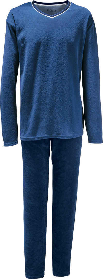 REDBEST Pyjama Herren-Schlafanzug (2 tlg) Frottee Uni