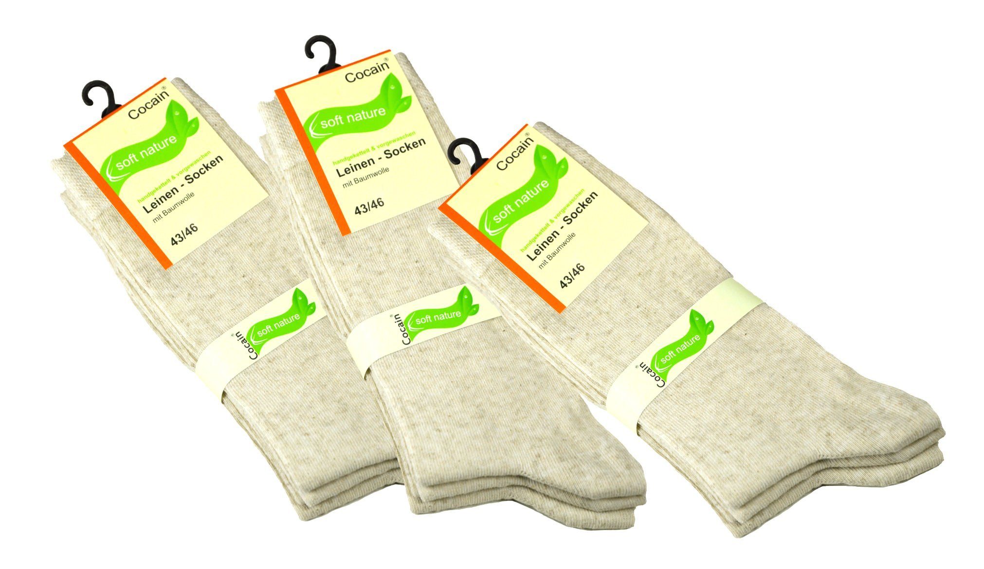 Wäsche/Bademode Socken Cocain underwear Funktionssocken Leinen Socken auch in Übergröße (6-Paar) feuchtigkeitsregulierend