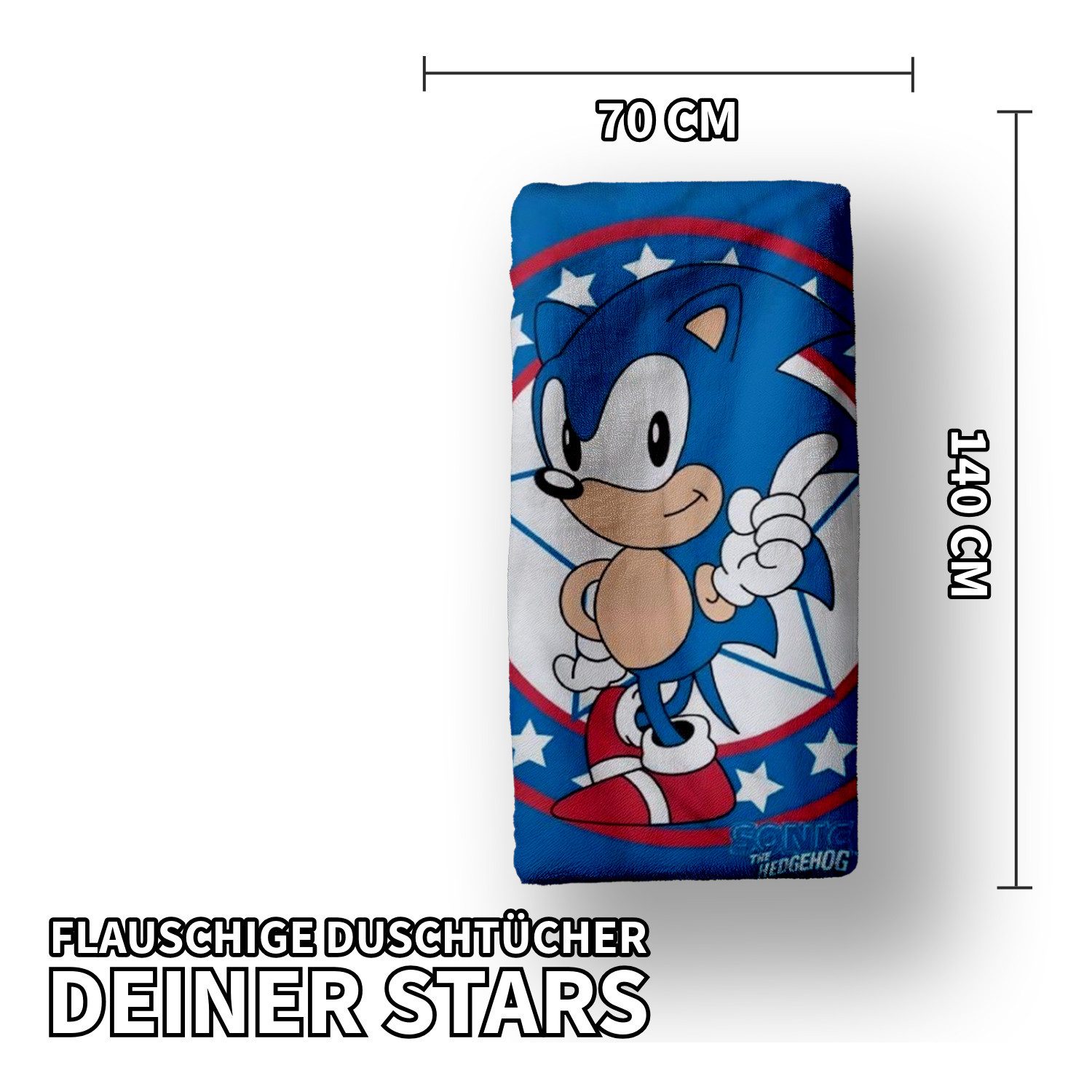 Faro Handtücher Sonic The Hedgehog Duschtuch Badetuch Strandtuch 70 x 140cm, (1 Duschtuch, 1-St), Langlebig