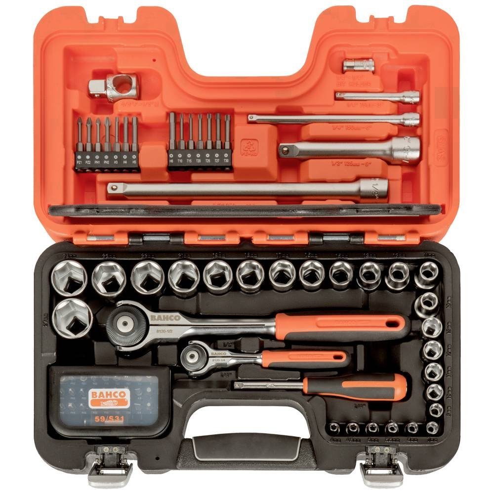 BAHCO Ratsche 1/4″ & 1/2″ Gelenkkopf-Knarren-Satz, 79-tlg, in SW79