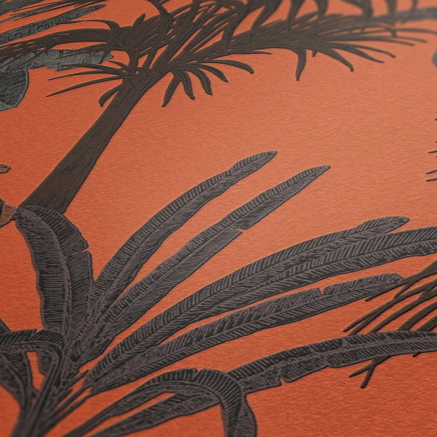 tropisch, MICHALSKY Palmen is botanisch, Tale, LIVING floral, METROPOLIS BY orange/schwarz/braun Change Tropical good, A.S. Vliestapete Tapete Designertapete Création