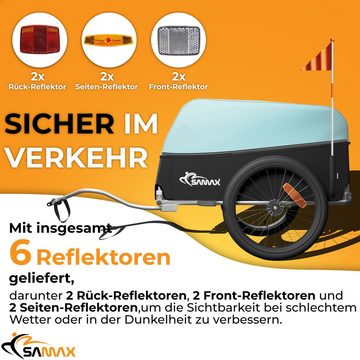 SAMAX Fahrradlastenanhänger Lastenanhänger Fahrradanhänger 120 Liter Türkis / Grau - Grey Edition