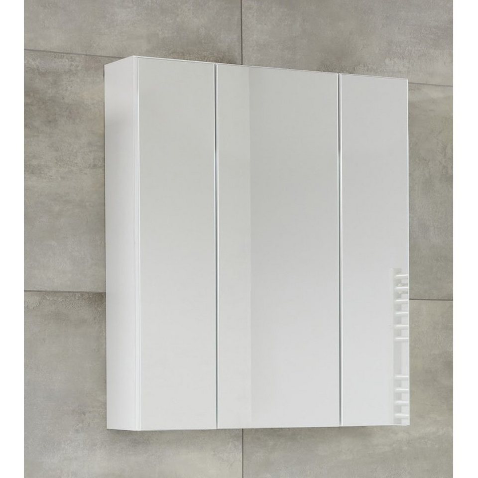 trendteam Badezimmerspiegelschrank Monte Spiegelschrank Badezimmerspiegel  Spiegel in weiß 60 x 74 x 18 cm, mittige Tür links oder rechts zu befestigen