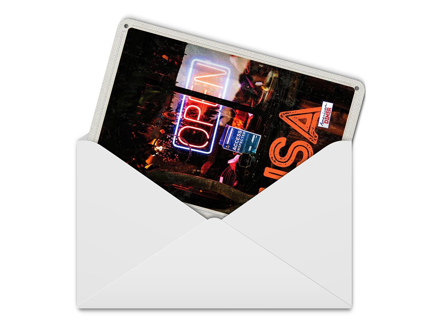 Femer GmbH Postkarte Reise 10x14 cm Amerika Open Kaffee Kuchen Gerichte, unfrankiert