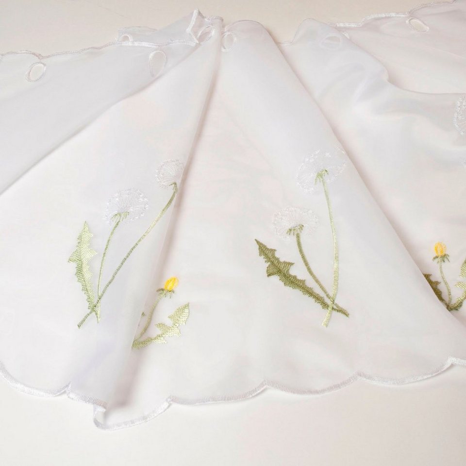 Scheibengardine Pusti, Gerster, Durchzuglöcher (1 St), transparent, HxB:  50x145, mit gestickten Blumendesign, transparente, leichte Stoffe sind  komplett lichtdurchlässig