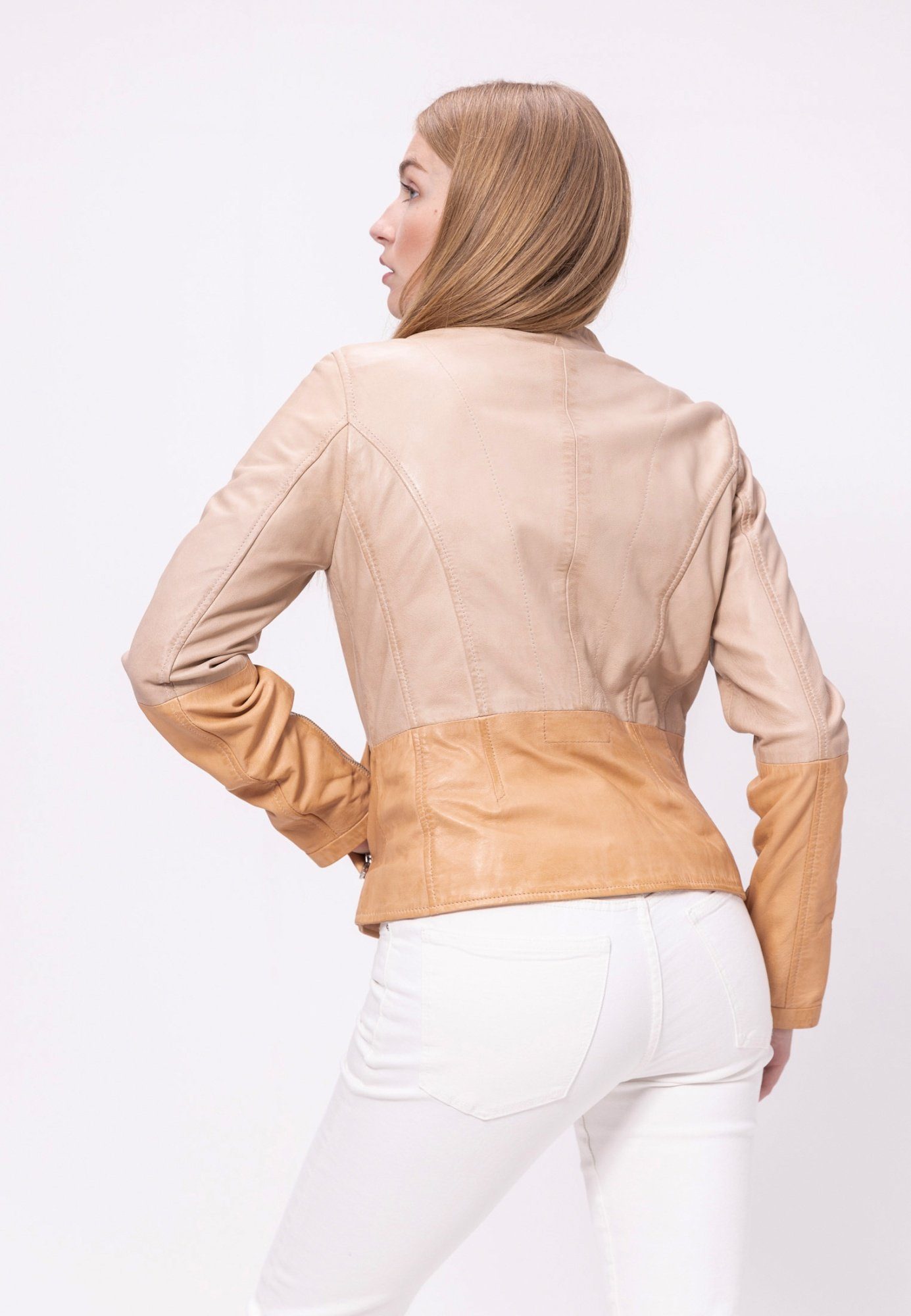 Jilani Lederjacke Fotini Jilani - Damen Lederjacke Lammnappa creme/ pastell orange