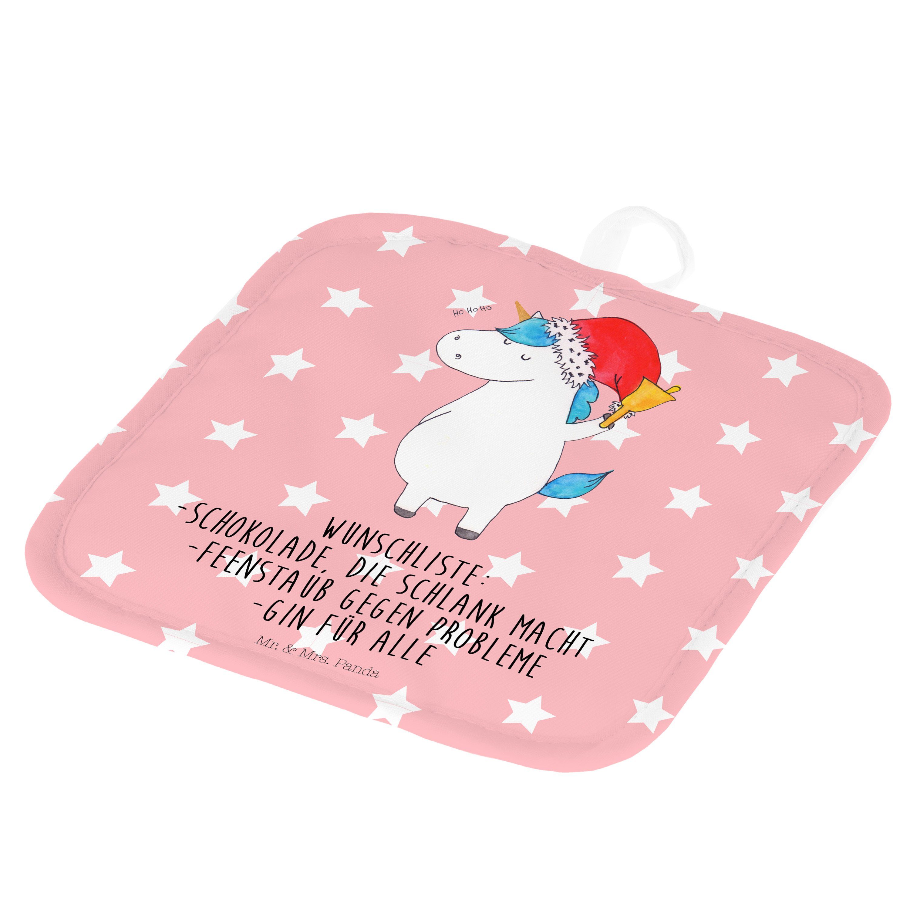 Mrs. Panda Weihnachtsmann - Mr. E, Pastell Topflappen Rot - Geschenk, (1-tlg) & Topflappen lustig, Einhorn