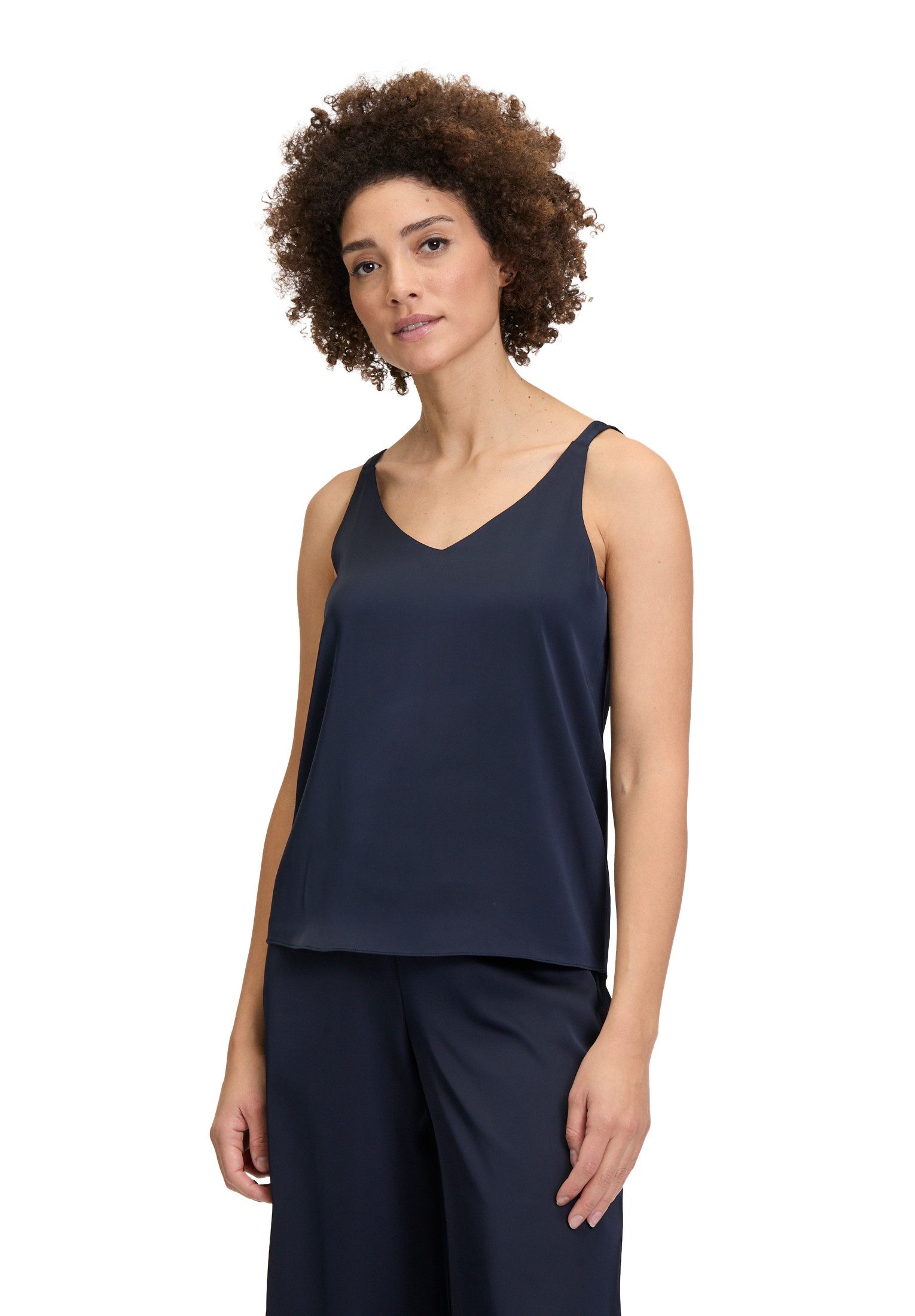 Vera Mont Satinbluse Damen Satin-Bluse mit V-Ausschnitt