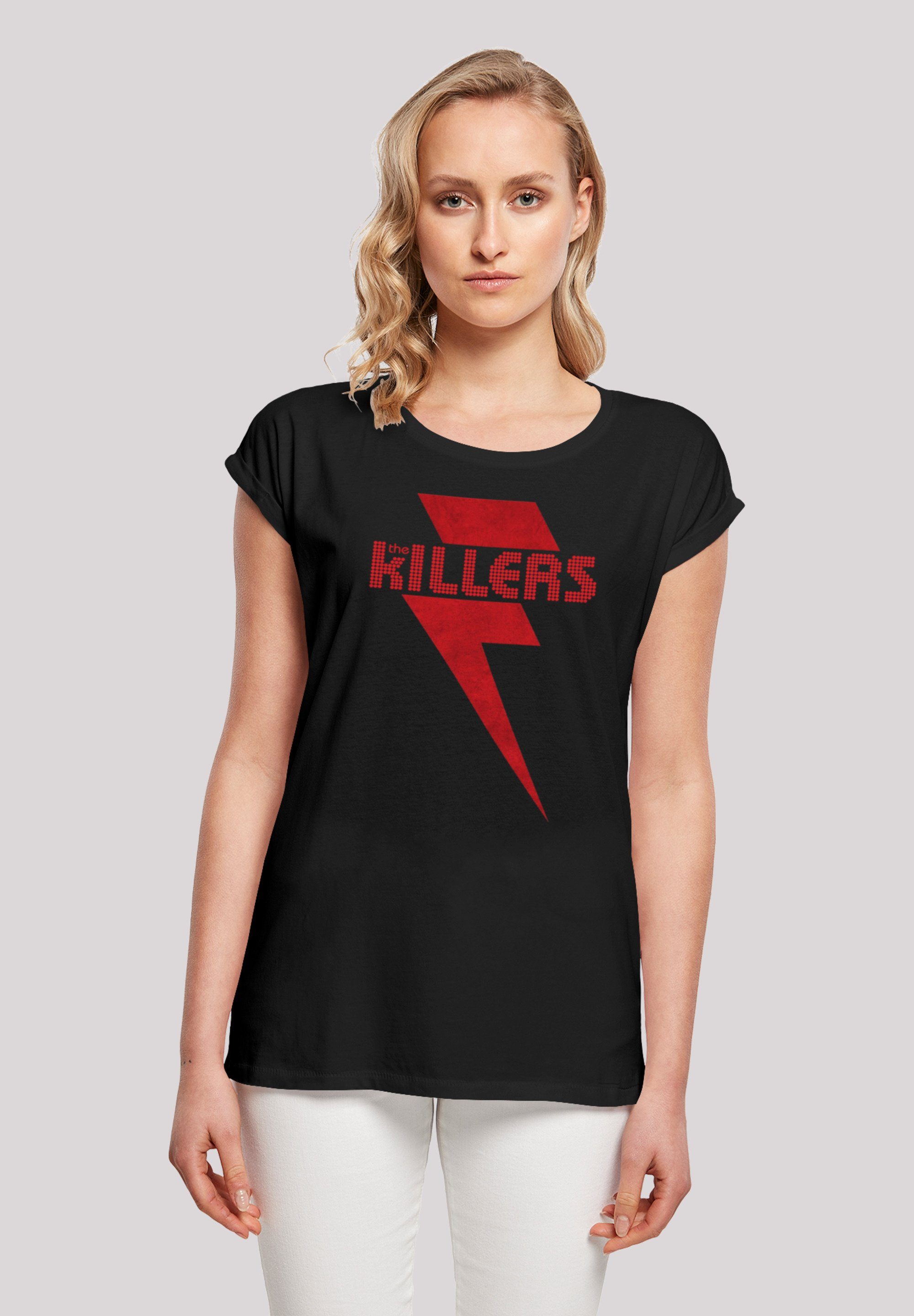 F4NT4STIC T-Shirt The Killers Rock Band Red Bolt Print, Das Model ist 170  cm groß und trägt Größe M