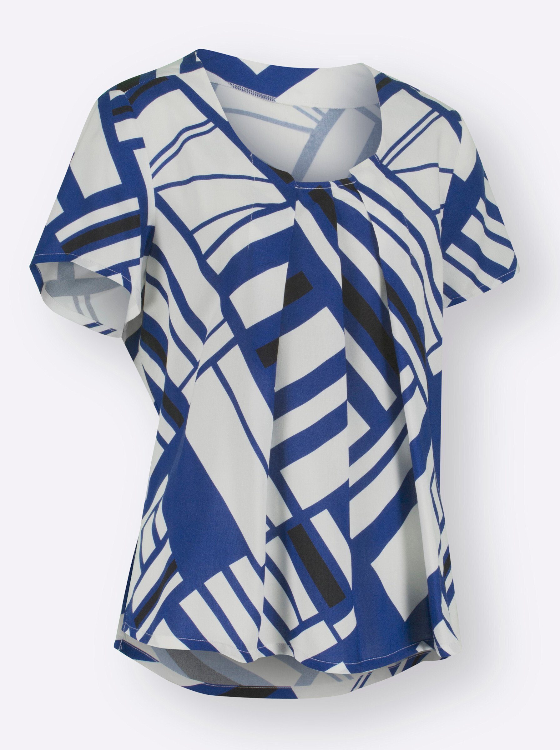 WITT royalblau-ecru-bedruckt Klassische Bluse WEIDEN
