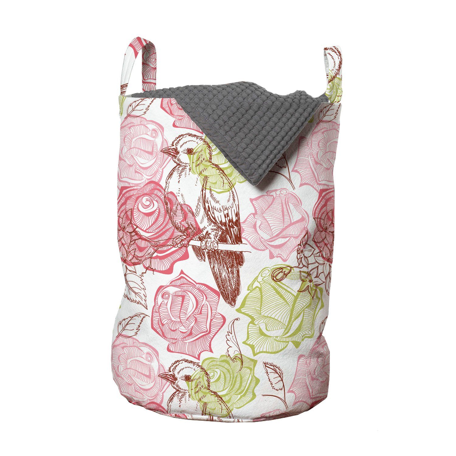 Abakuhaus Wäschesäckchen Wäschekorb mit Griffen Kordelzugverschluss für Waschsalons, Blumen Rose Bouquetnd SakurTree | Wäschesäcke