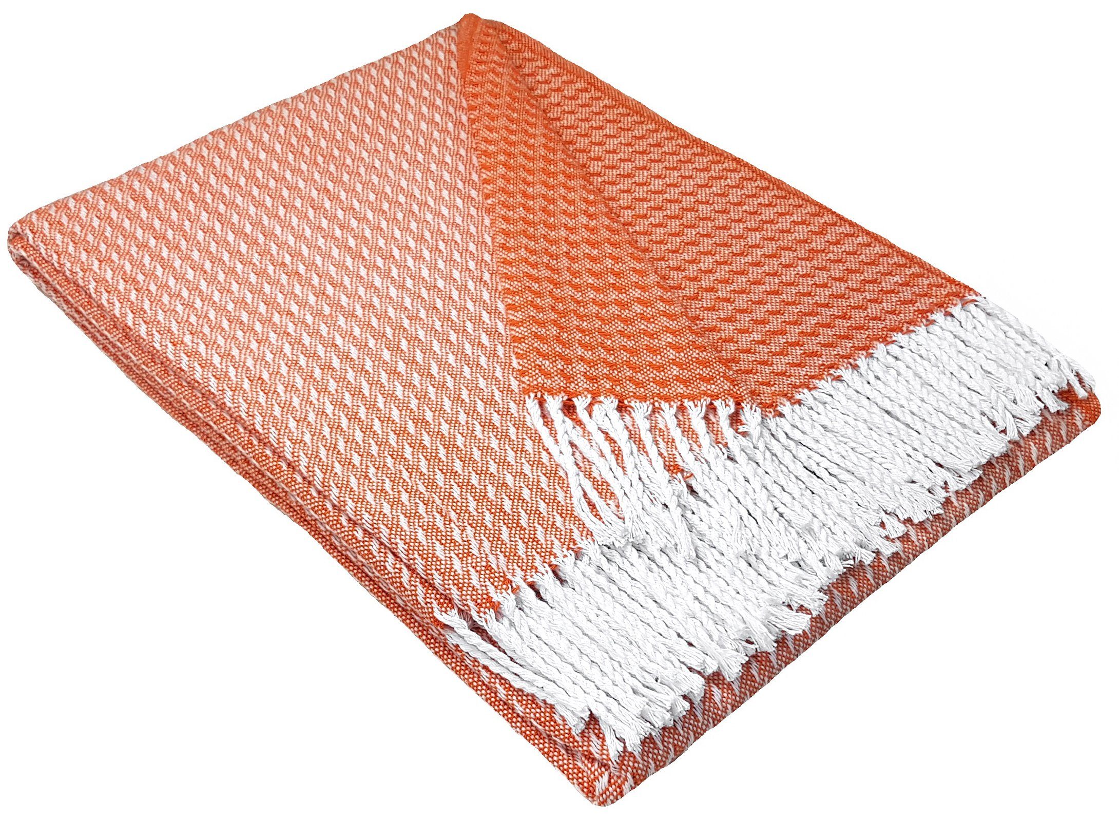 Wohndecke Plaid Decke Wohndecke Baumwolldecke STTS "Malta-T", Orange Tagesdecke