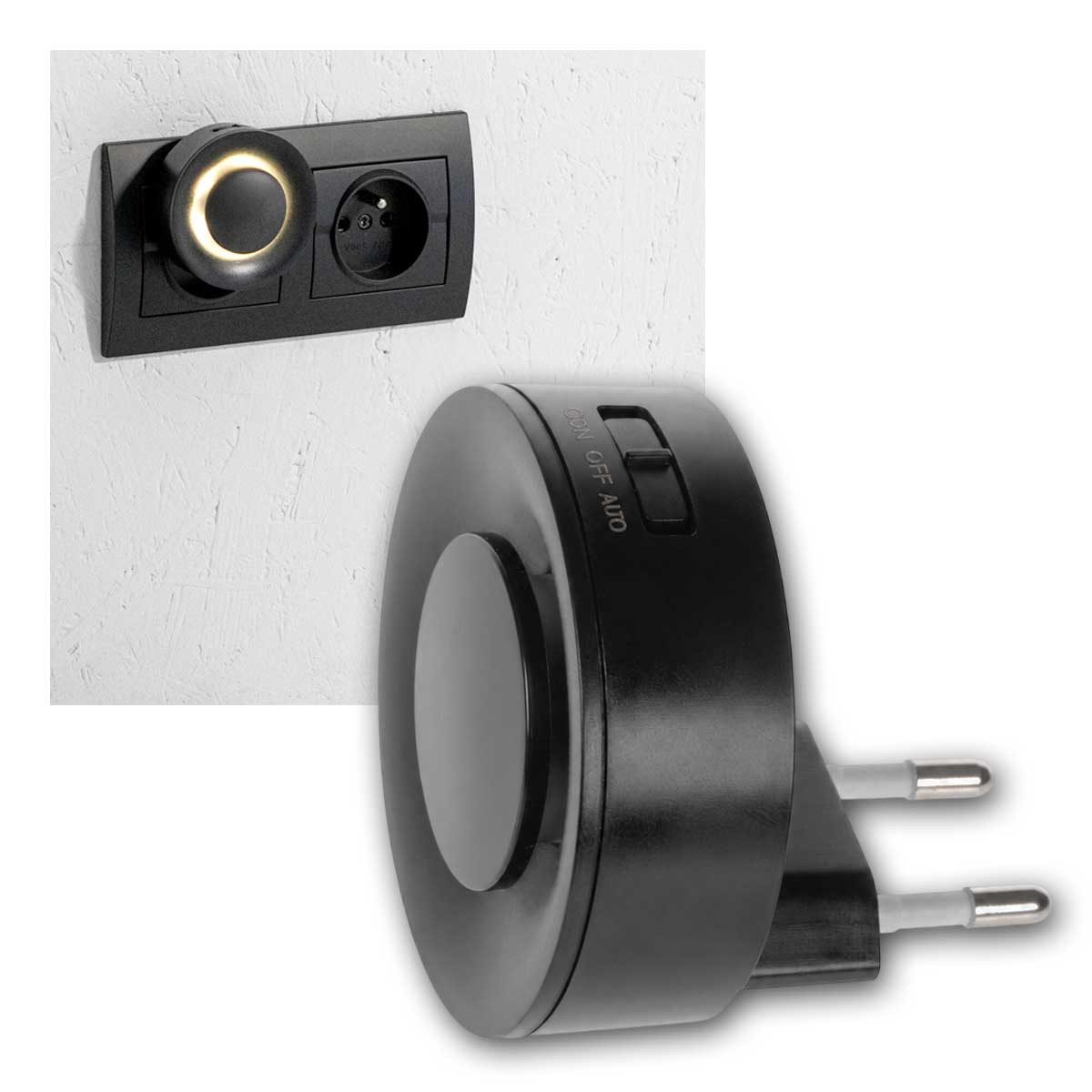 Kanlux LED Nachtlicht LED Nachtlicht RIBI schw, Bewegungs-&Dämmerungssen, warmweiß