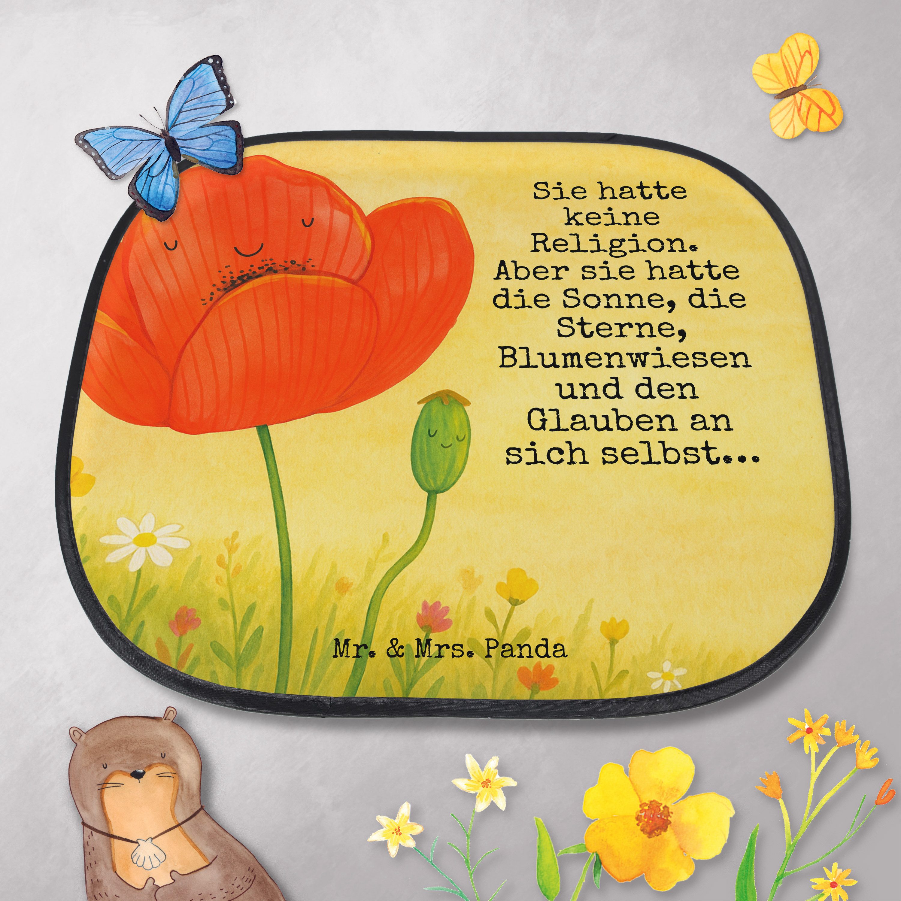 Mr. & Mrs. Panda Sonnenschutz Blume Mohnblume Design, Sonnenschutz für Autoscheiben, Weiß, Auto Son, Seidenmatt, Sonnenschutz Auto Sonnenschutz Kfz Sonnenschutz Auto Fenster
