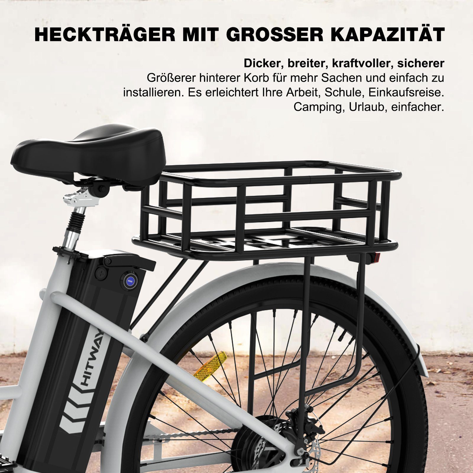 HITWAY Fahrradkorb Hinterradkorb passend für Fahrräder mit Gepäckträger 30,6*43,6*16,2cm