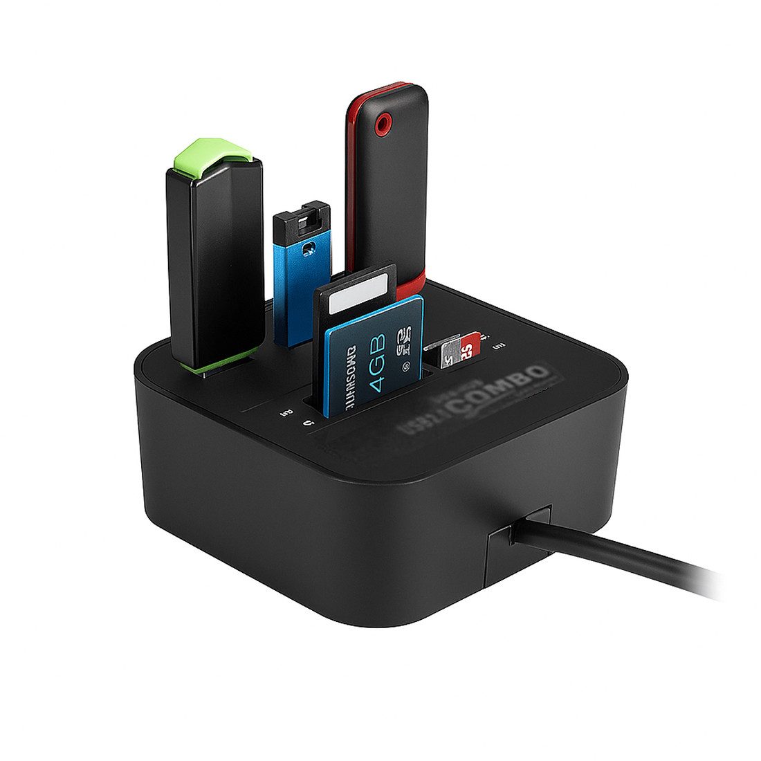 Bolwins Speicherkartenleser H31C USB 2.0 3 Port HUB Verteiler Splitter Adapter Kartenleser für PC, integrierter Kartenleser USB-Hub-Funktion Überspannungsschutz – Bild 5 von 5