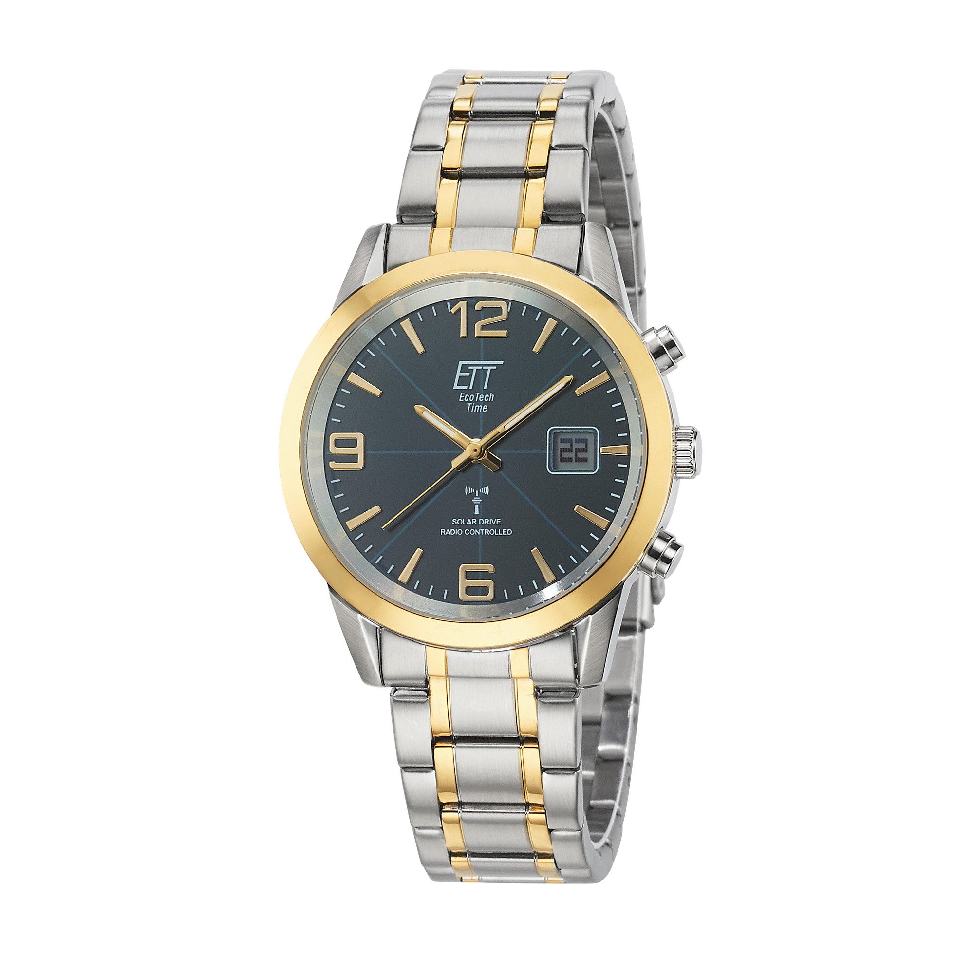 ETT Funkuhr Gobi EGS-11502-32M, Armbanduhr, Solar, Herrenuhr, Edelstahlarmband, analog, digital