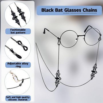 KARLE Brillenkette 2 Stücke Damen Herren Brillenketten Sonnenbrille Brillen Halskette, Brillen-Lesebrillen-Haltegurt-Halter-Lanyards, schwarze Fledermaus