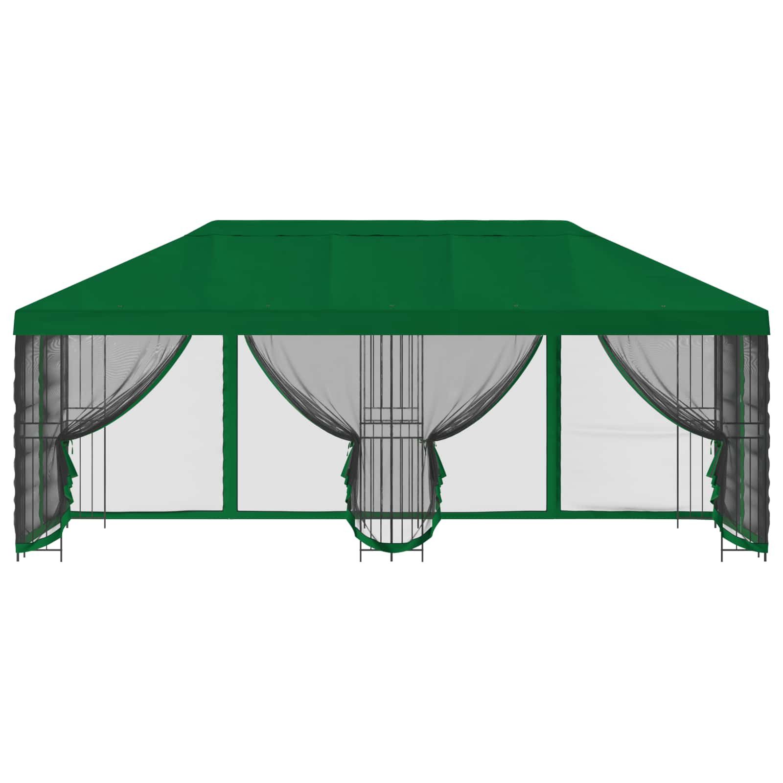 vidaXL Partyzelt Pavillon mit Seitenwänden 6 x 3 m Grün Polyester und Stahl 190