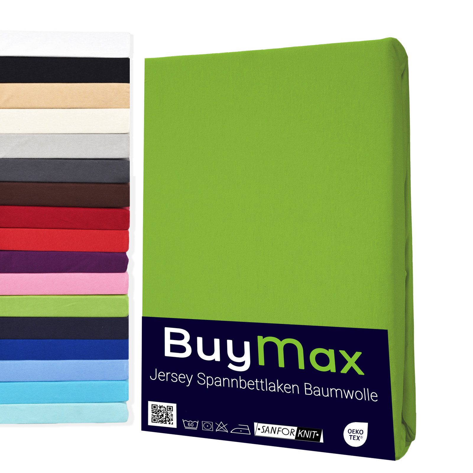 Buymax Spannbettlaken Buymax Jersey aus 100% Baumwolle, Jersey, Gummizug: Rundumgummi, (1 Stück), Pflegeleicht und Atmungsaktiv in Verschiedenen Farben und Größen