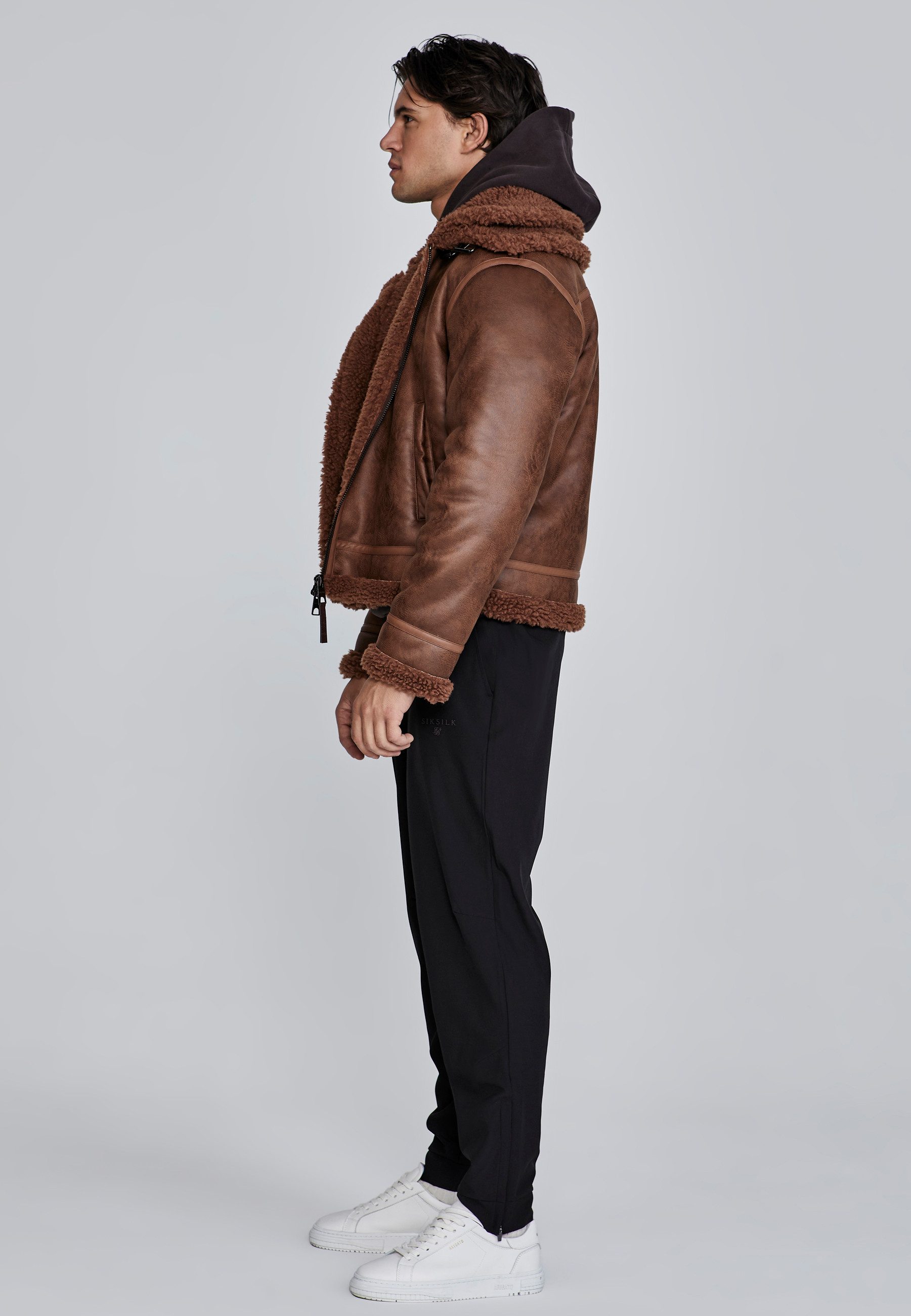 Siksilk Jackett SikSilk Herren Braune Fliegerjacke