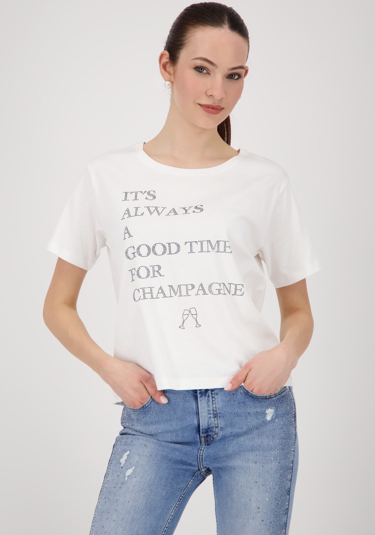 Monari T-Shirt Shirt Schmuckschrift Regular fit günstig online kaufen