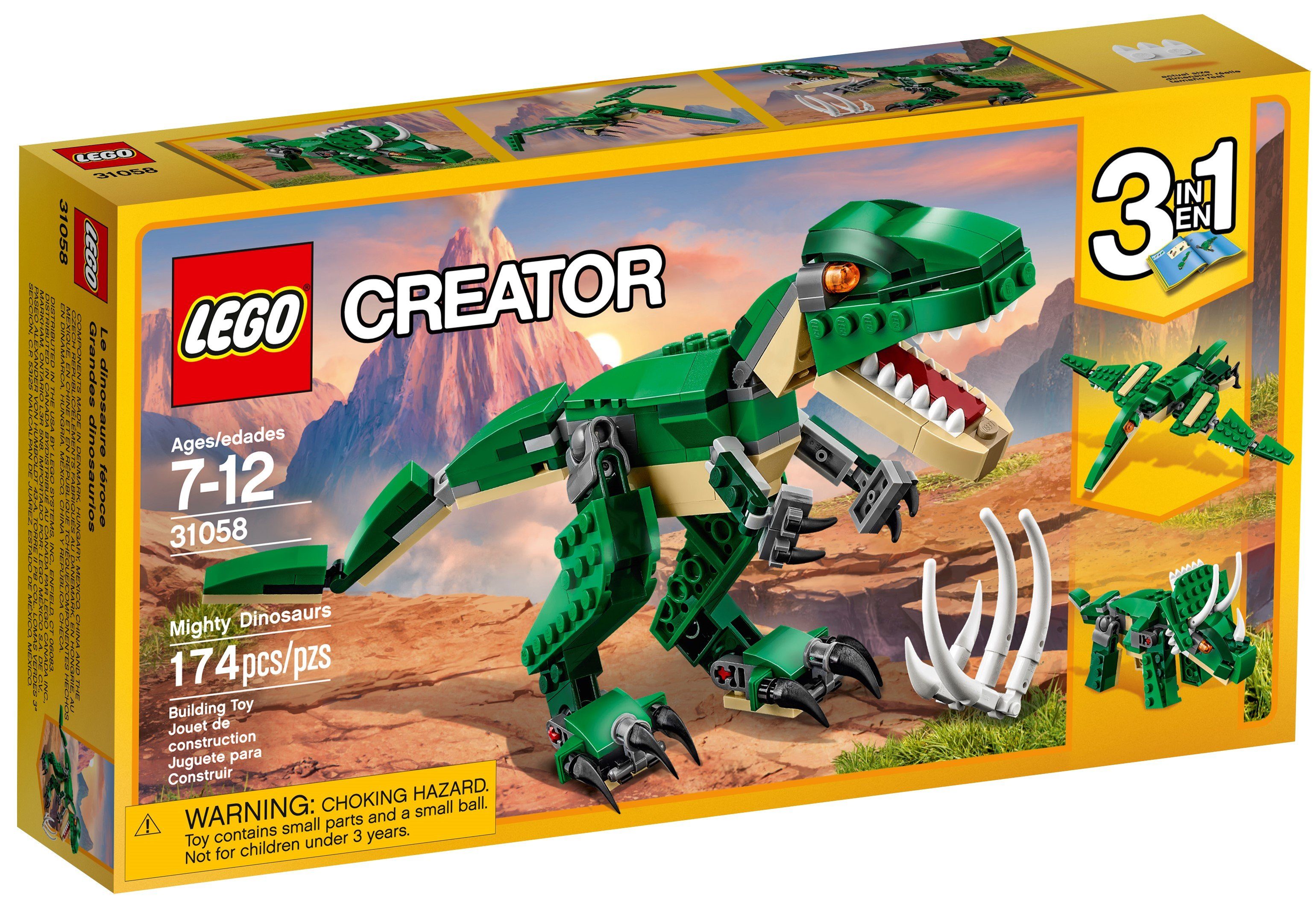 LEGO® Creator 31058 Dinosaurier 3in1 Modell mit T-Rex, Triceratops Spielbausteine, (174 St., LEGO 31058)