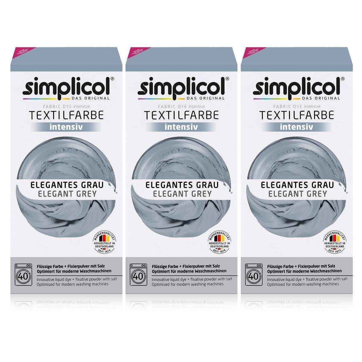 Textilfarbe Simplicol Textilfarbe intensiv Elegantes-Grau - Einfaches Färben (3er