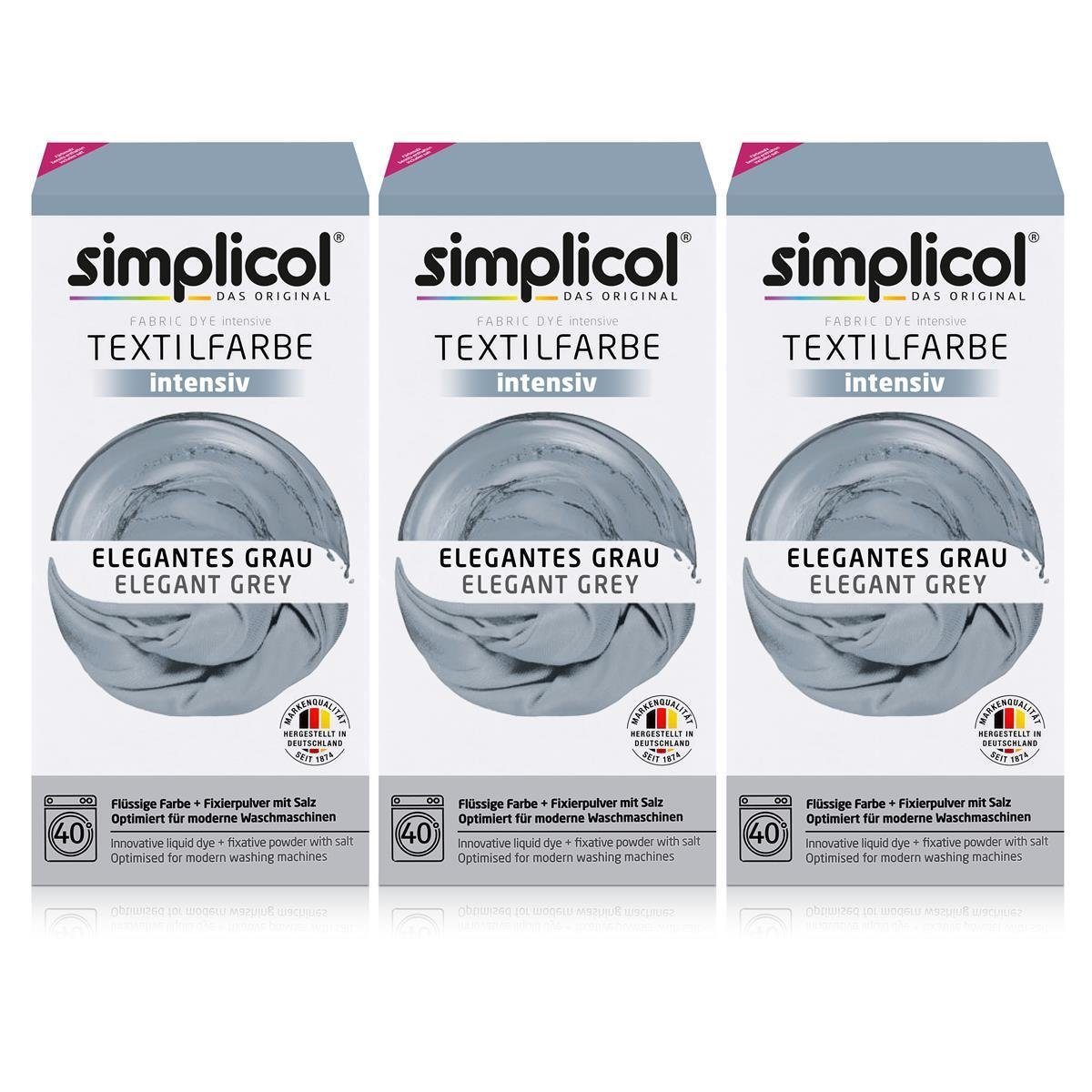 simplicol Textilfarbe Simplicol Textilfarbe intensiv Elegantes-Grau - Einfaches Färben (3er