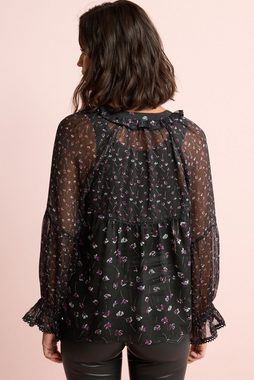 Next Shirtbluse Transparente Bluse mit Spitzenbesatz - Kurzgröße (1-tlg)