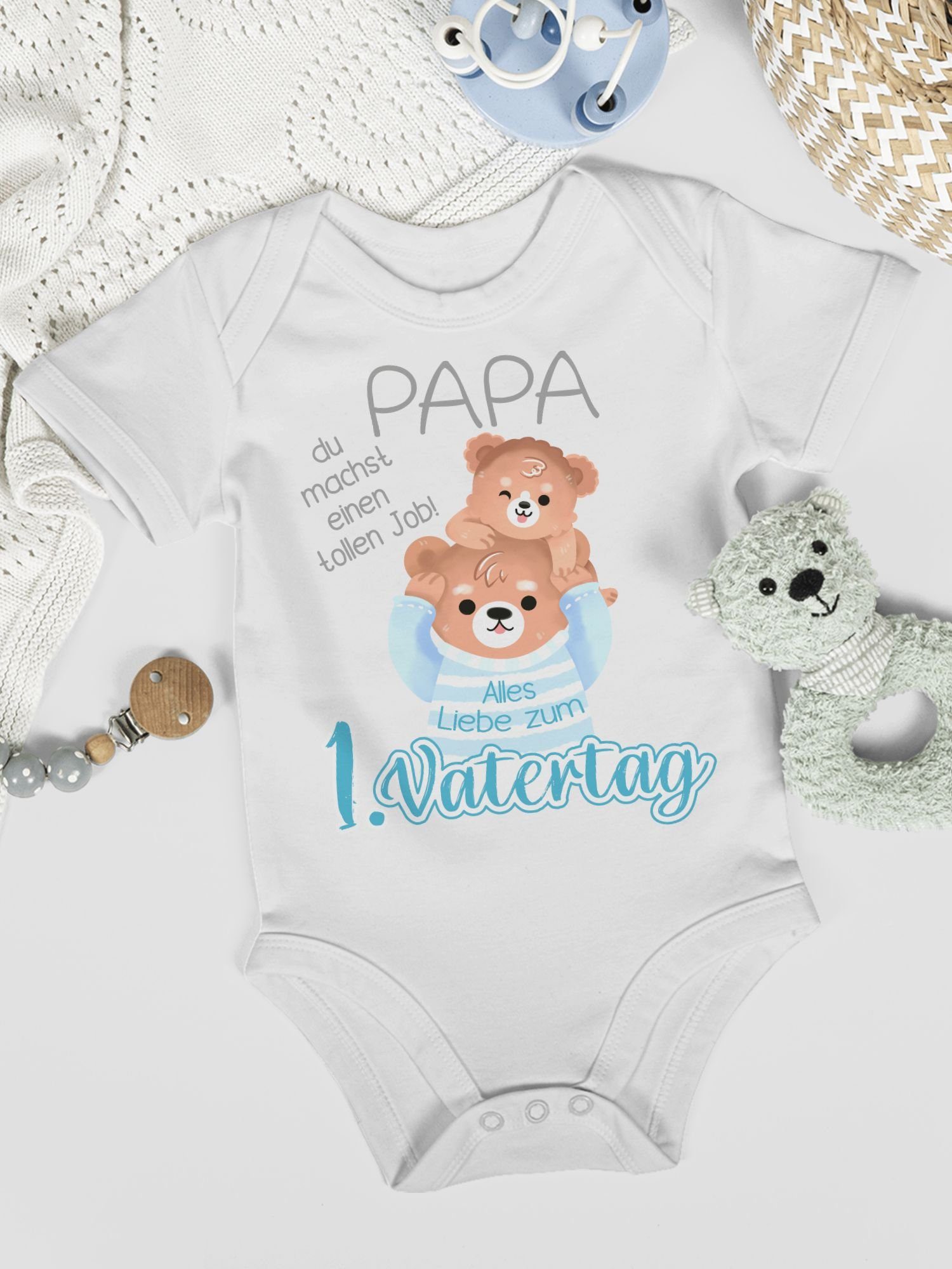 Shirtracer Shirtbody Alles Liebe zum 1. Vatertag - Papa Bär und Baby Bär - grau Geschenk Vatertag Baby