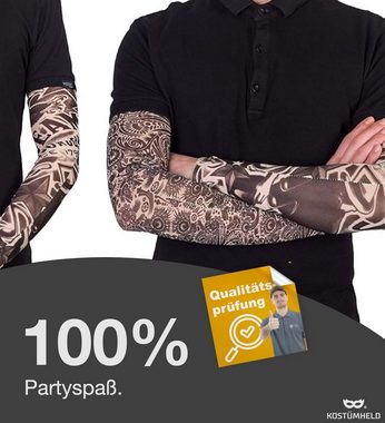 Kostümheld® Kostüm 10x Tattoo Ärmel Nylon Tattoo Sleeve Armstrumpf - Fasching / Halloween, Schnell überzuziehen