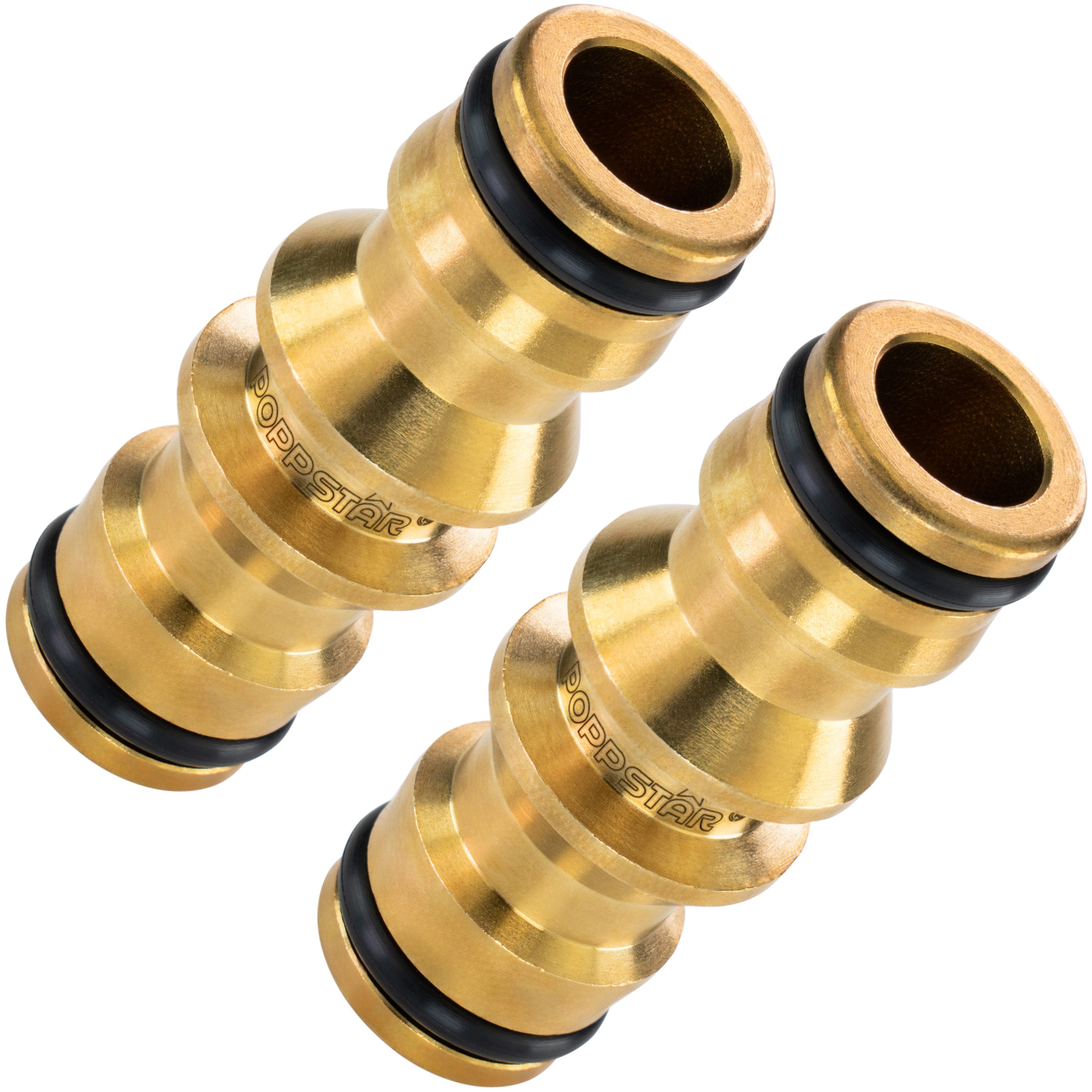 Poppstar Schlauchverbinder, (2-tlg), Messing 2x Schlauchverbinder für Gartenschlauch