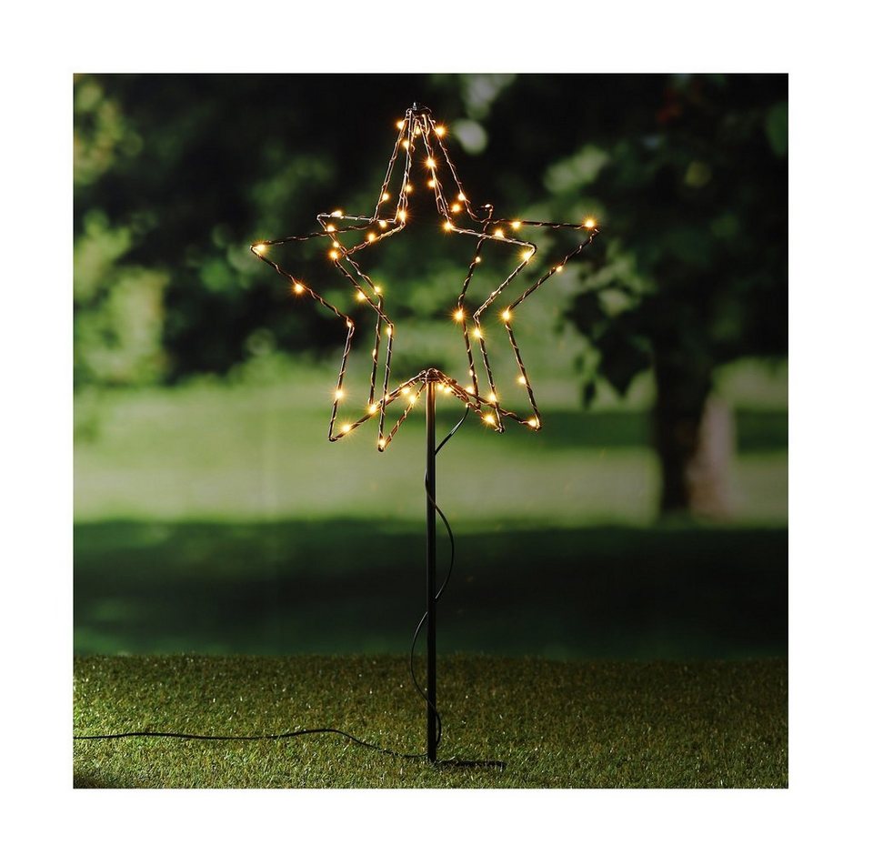 Gartenstecker Gartenstecker Gestell Lichterkette, Das aus Timer Metall ist GartenHero des LED ROBUST: Gartensteckers Weihnachtsstern Weihnachtsbaum Stern außen