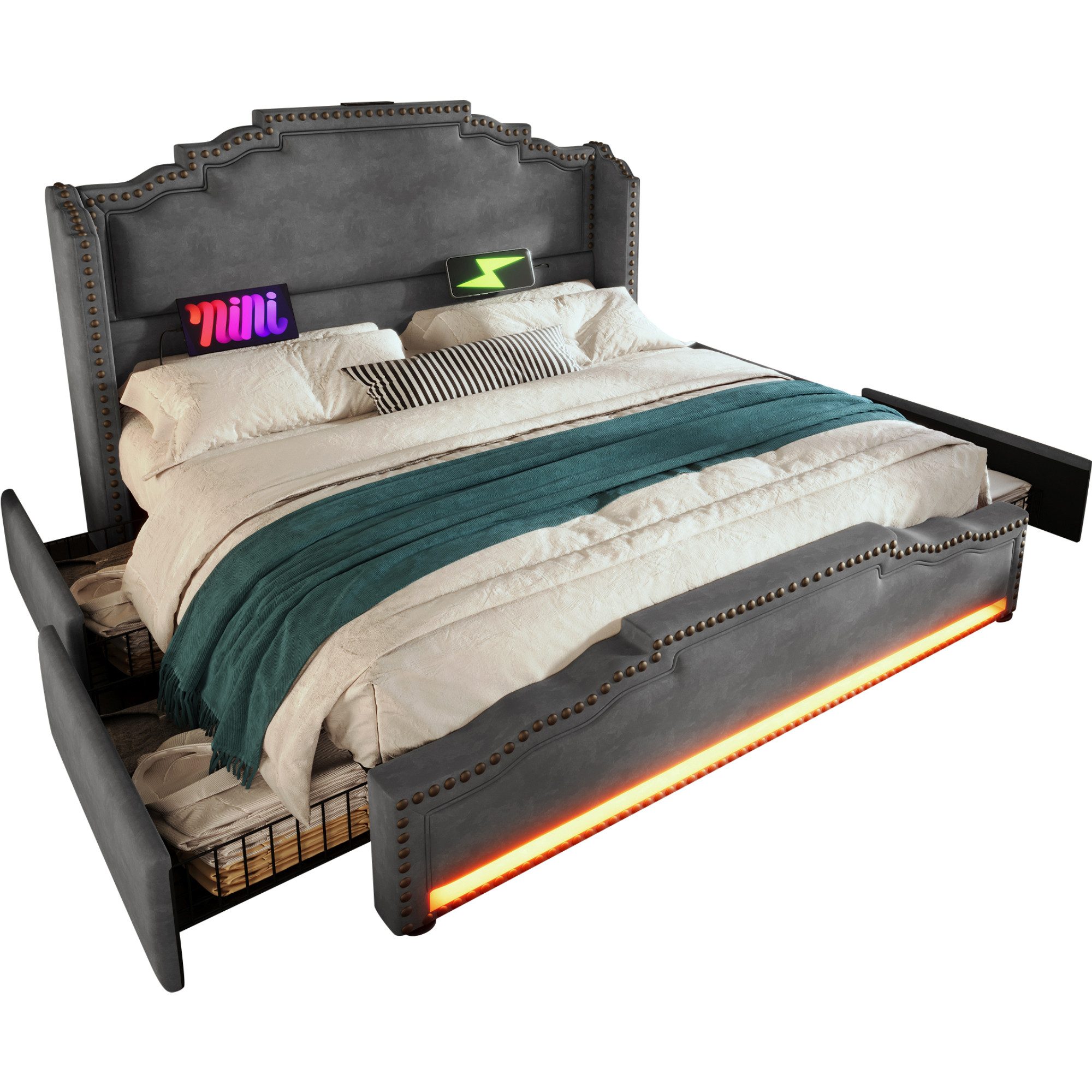 REDOM Polsterbett Vintage Bett mit handgefertigte günstig online kaufen