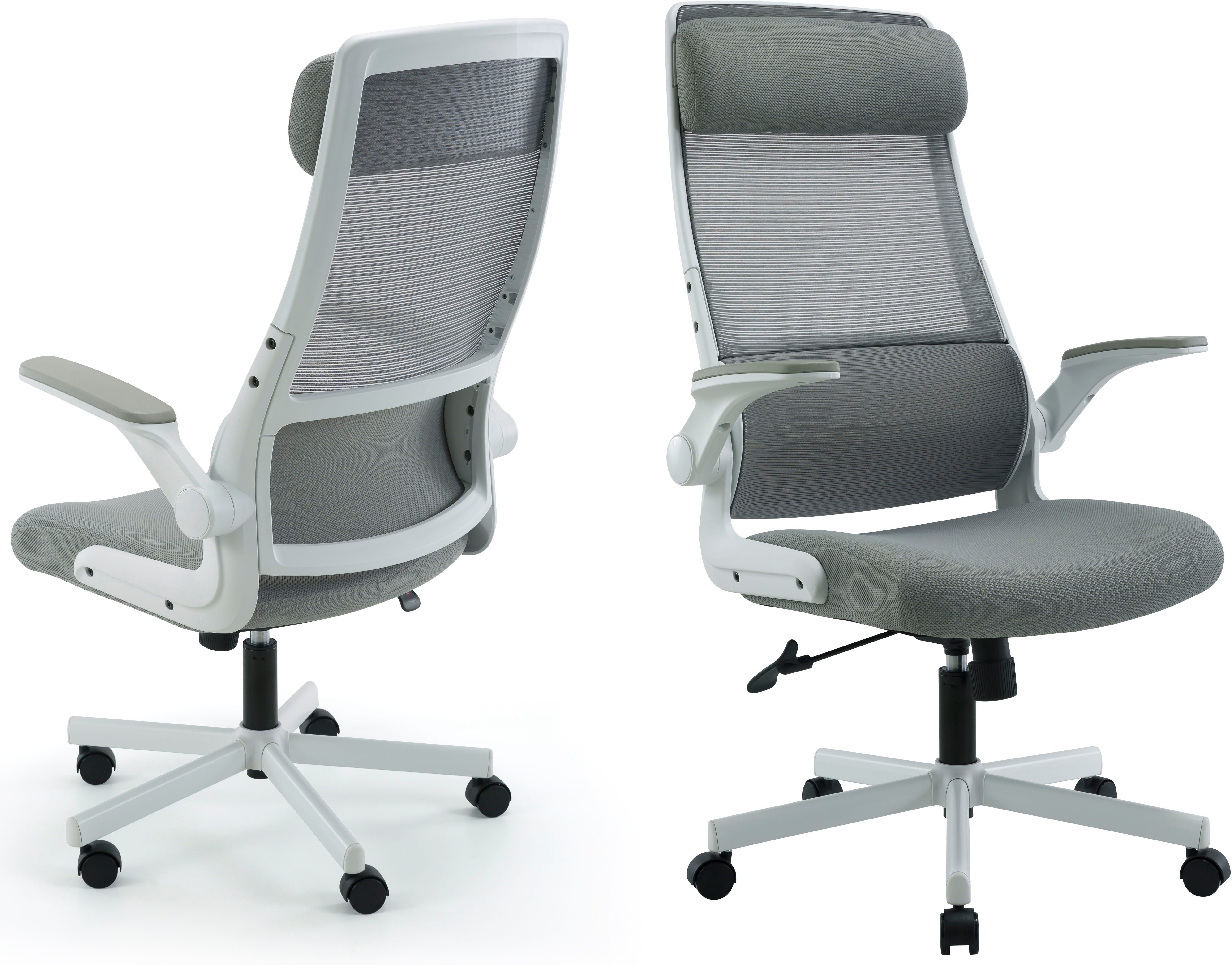 OTTO home Bürostuhl Menton, ergonomischer Schreibtischstuhl, inkl. Kopfkissen, Lendenwirbelstütze, modernes Design