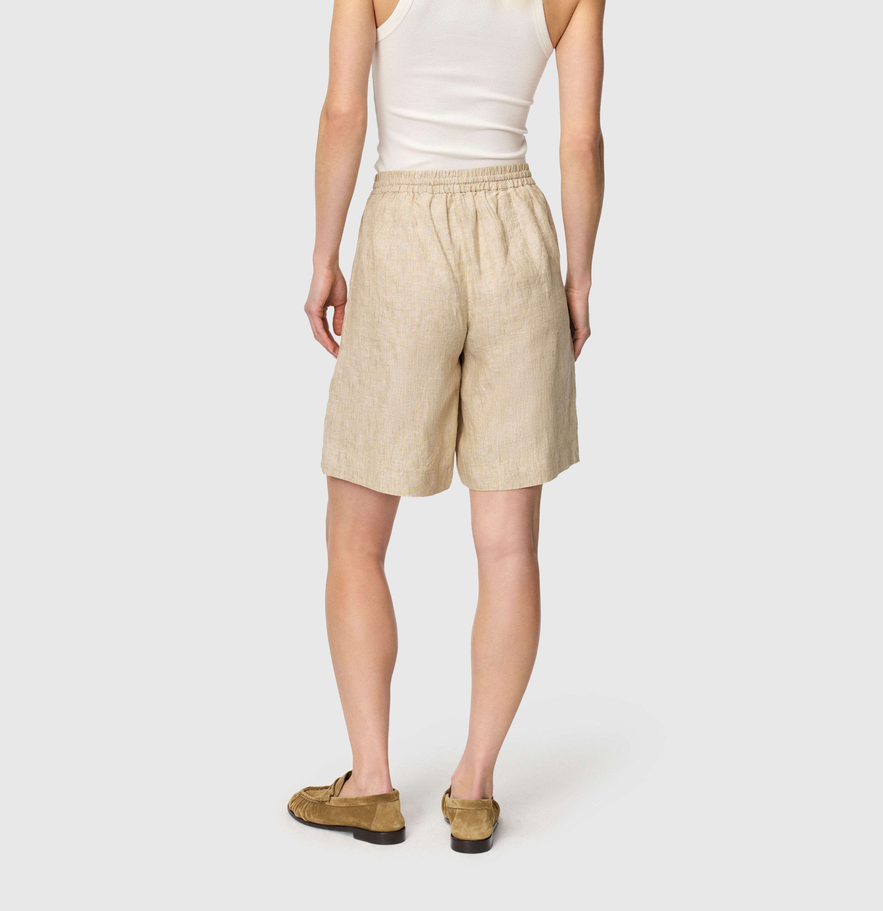 MAC Leinenhose SANNY Shorts, Bermudas mit Gummizug und Kordelzug