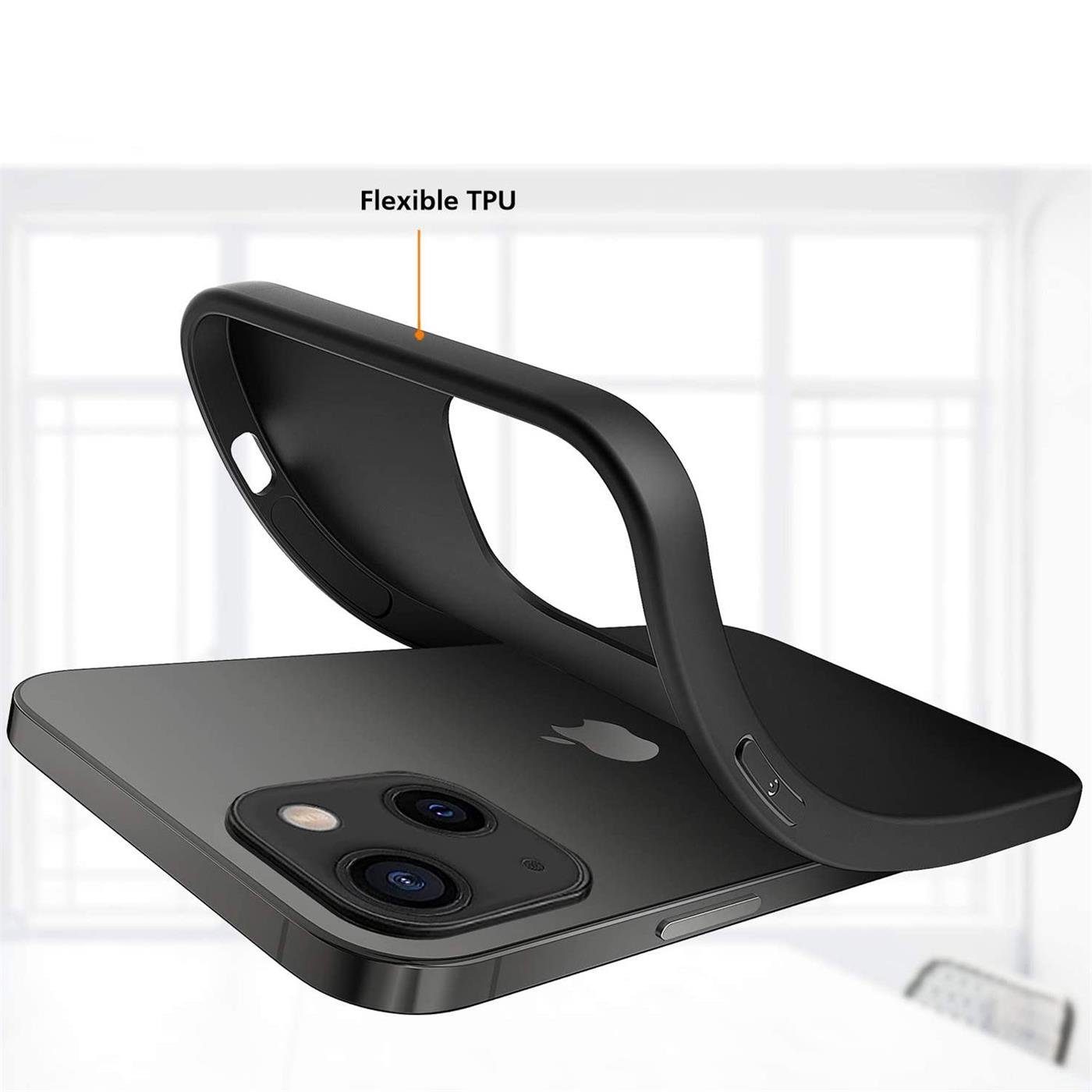 CoolGadget Handyhülle Handy Schutzhülle für Apple iPhone 13 Mini matt schwarz 5,4 Zoll, Silikon TPU Hülle Schutz Tasche Cover schlicht Slim Case – Bild 4 von 5