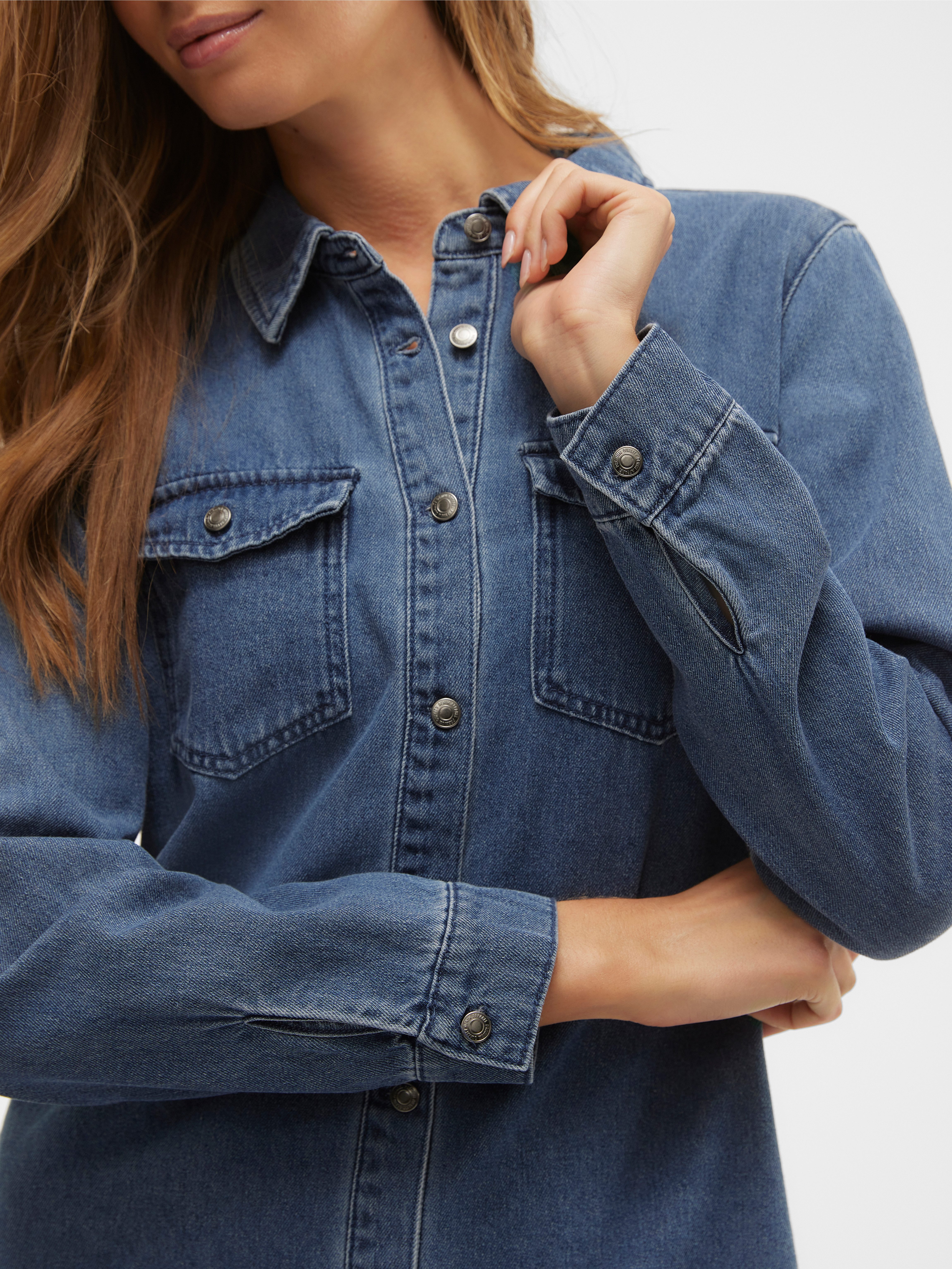 Vero Moda Jeanskleid VMJENNIE LS SHORT DENIM DRESS GA NOOS